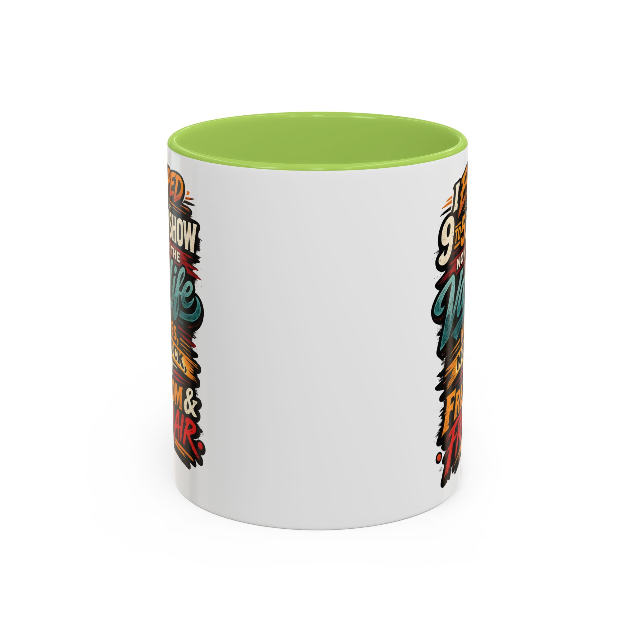 13869905299324663669_2048.jpeg Accent Coffee Mug (11, 15oz) — "I Escaped The 9 To 5" Design F**K-Line