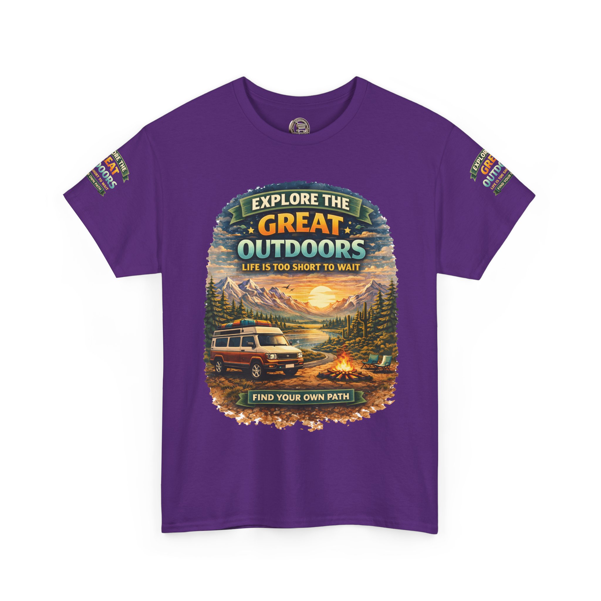 Unisex Heavy Cotton Tee — "Explore The Great Outdoors" Design Scenic-Line