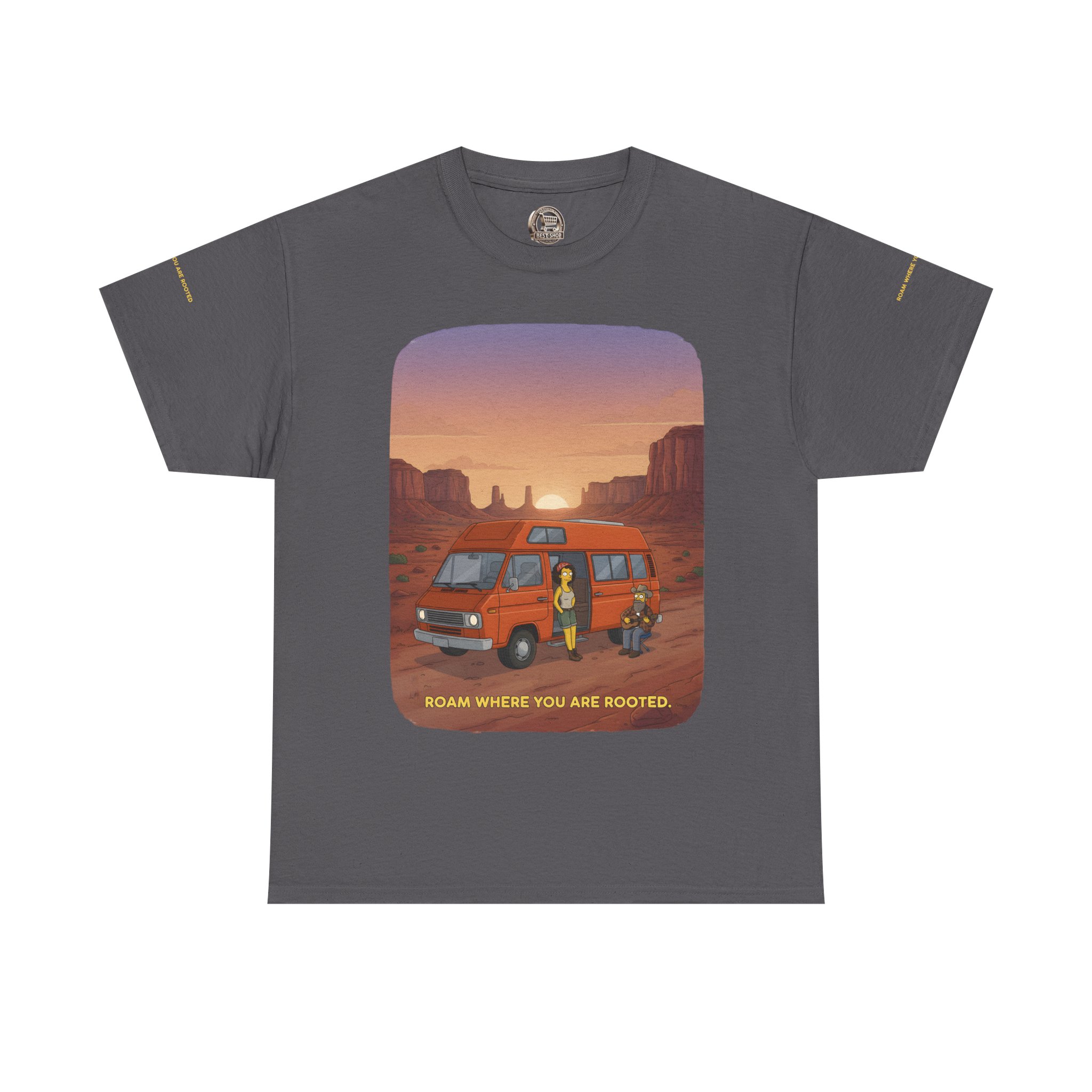 Unisex Heavy Cotton Tee — "Roam Where You Are Rooted" Design Sitcom-Line