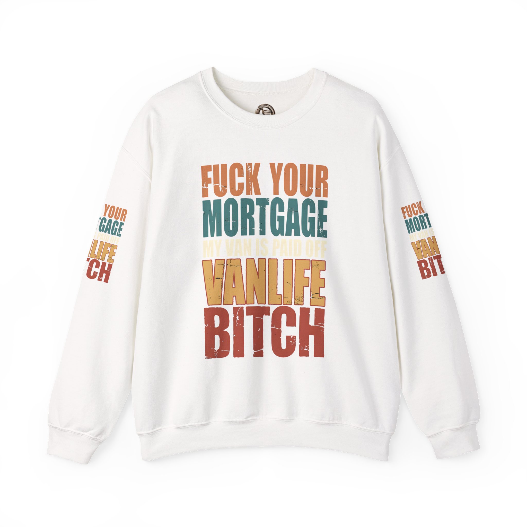 Unisex Heavy Blend™ Crewneck Sweatshirt — "Fuck Your Mortgage" Design F**K-Line