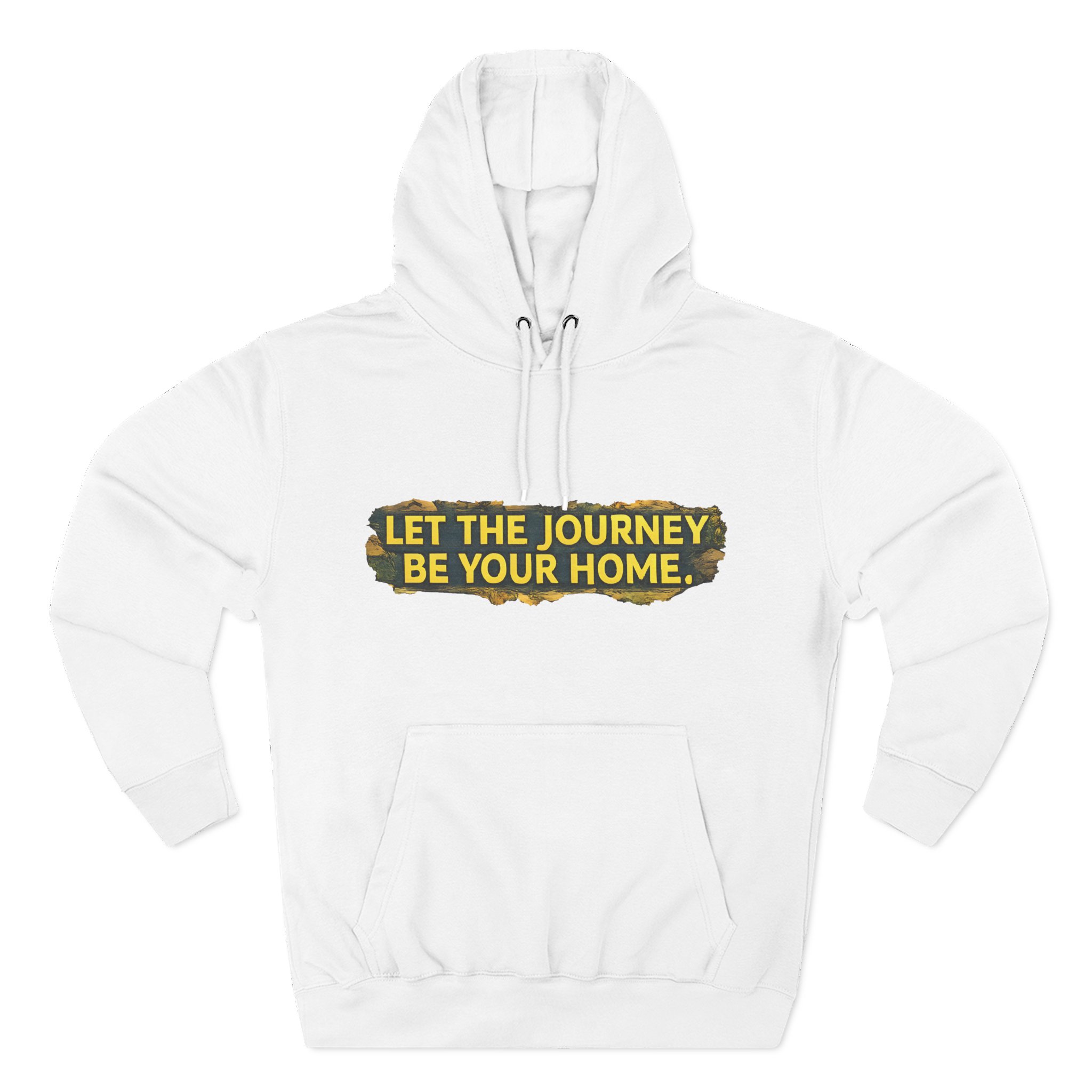 Three-Panel Fleece Hoodie - "Let The Journey Be Your Home" Design Cubic-Line