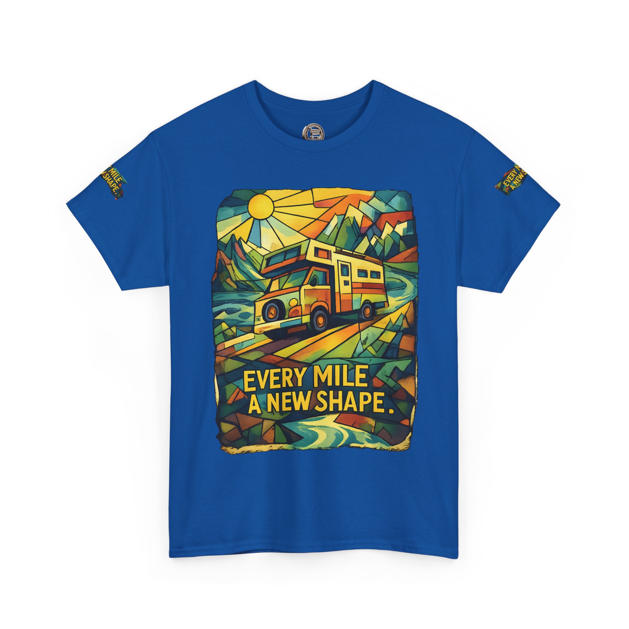 Unisex Heavy Cotton Tee — "Every Mile A New Shape" Design Cubic-Line