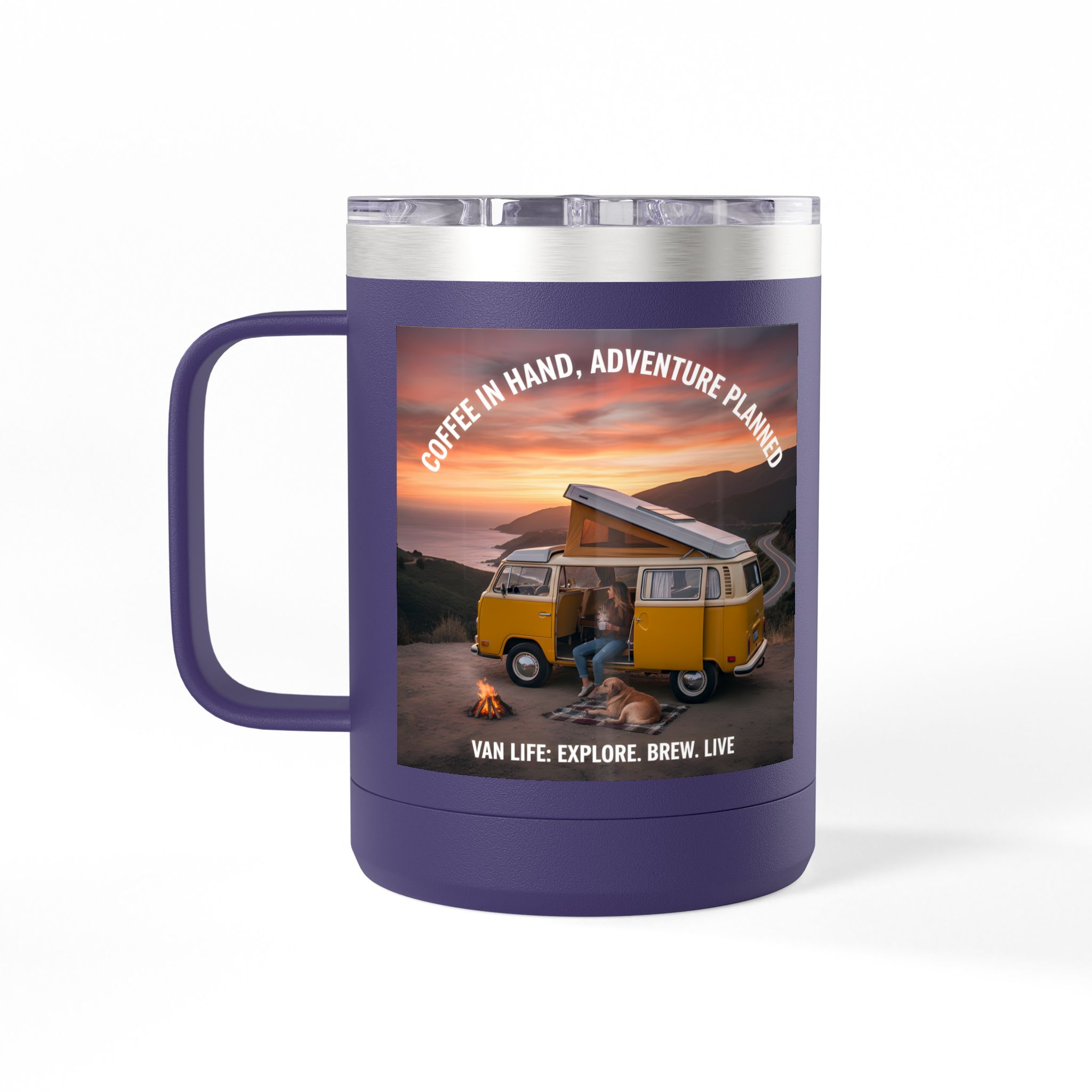 Coffee Mug Tumbler, 15oz — "Coffee in Hand, Adventure Planned"