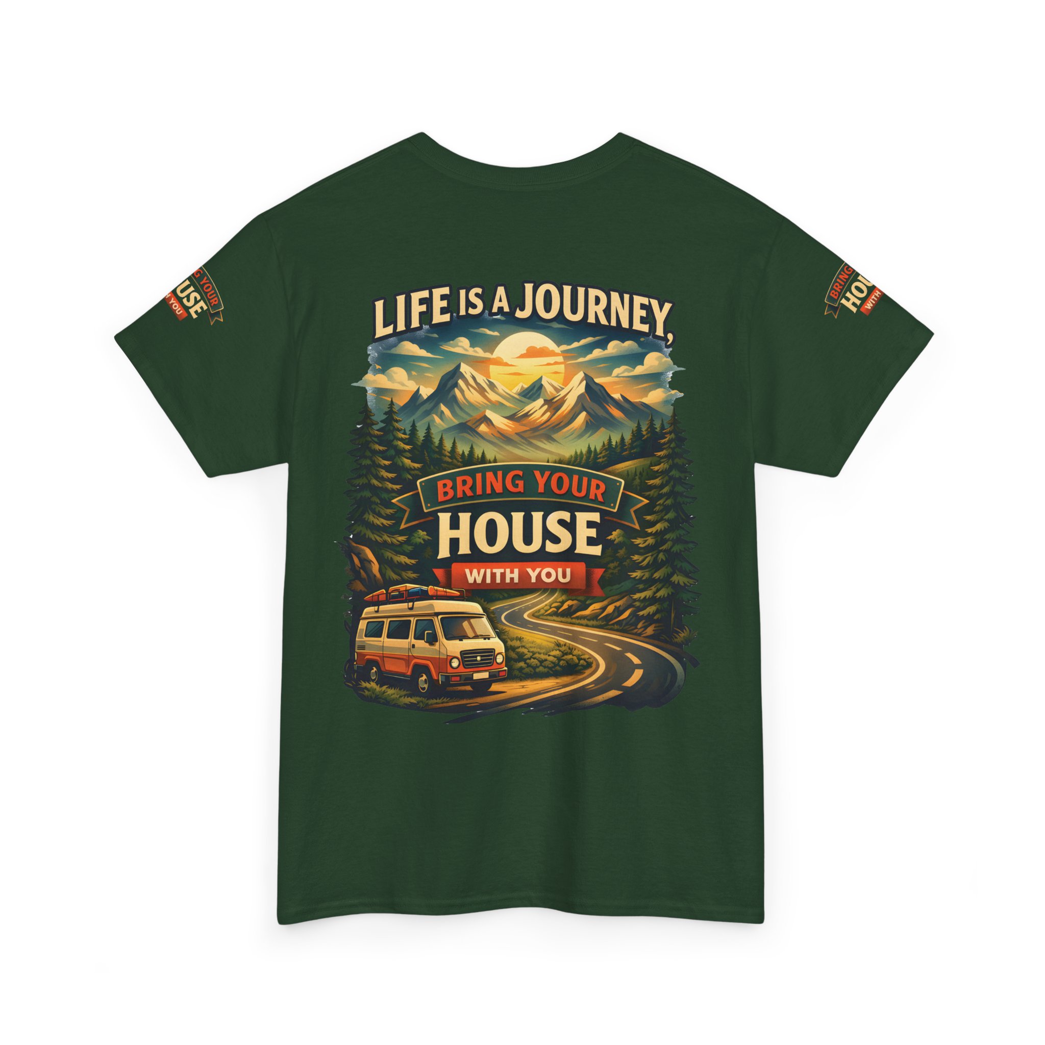 13899083081473045995_2048.jpeg Unisex Heavy Cotton Tee — "Live Is A Journey-Bring Your House With You" Design Scenic-Line