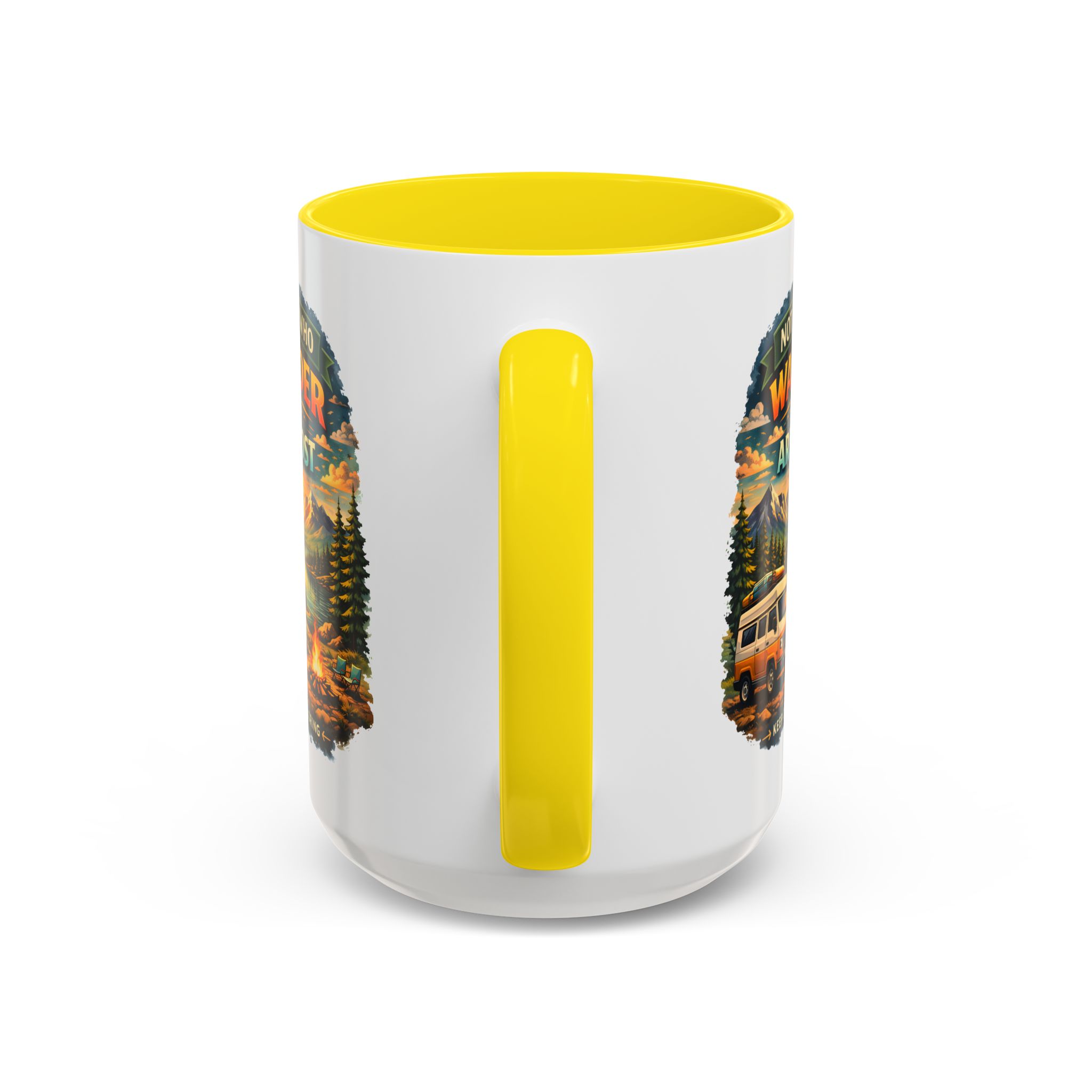 Accent Coffee Mug (11, 15oz) — "Not All Who Wander Are Lost" Design Scenic-Line