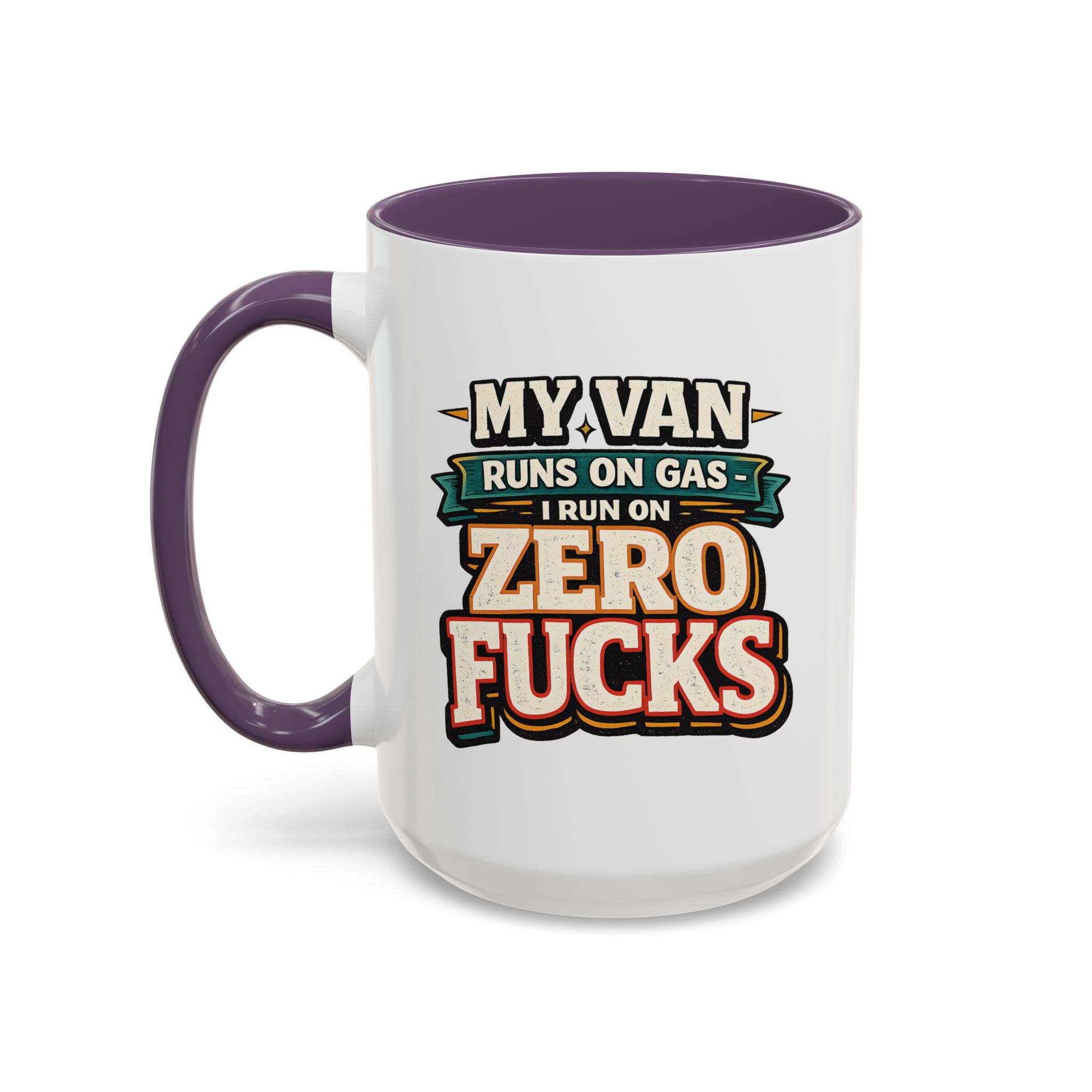Accent Coffee Mug (11, 15oz) — "My Van Runs On Gas" Design F**K-Line