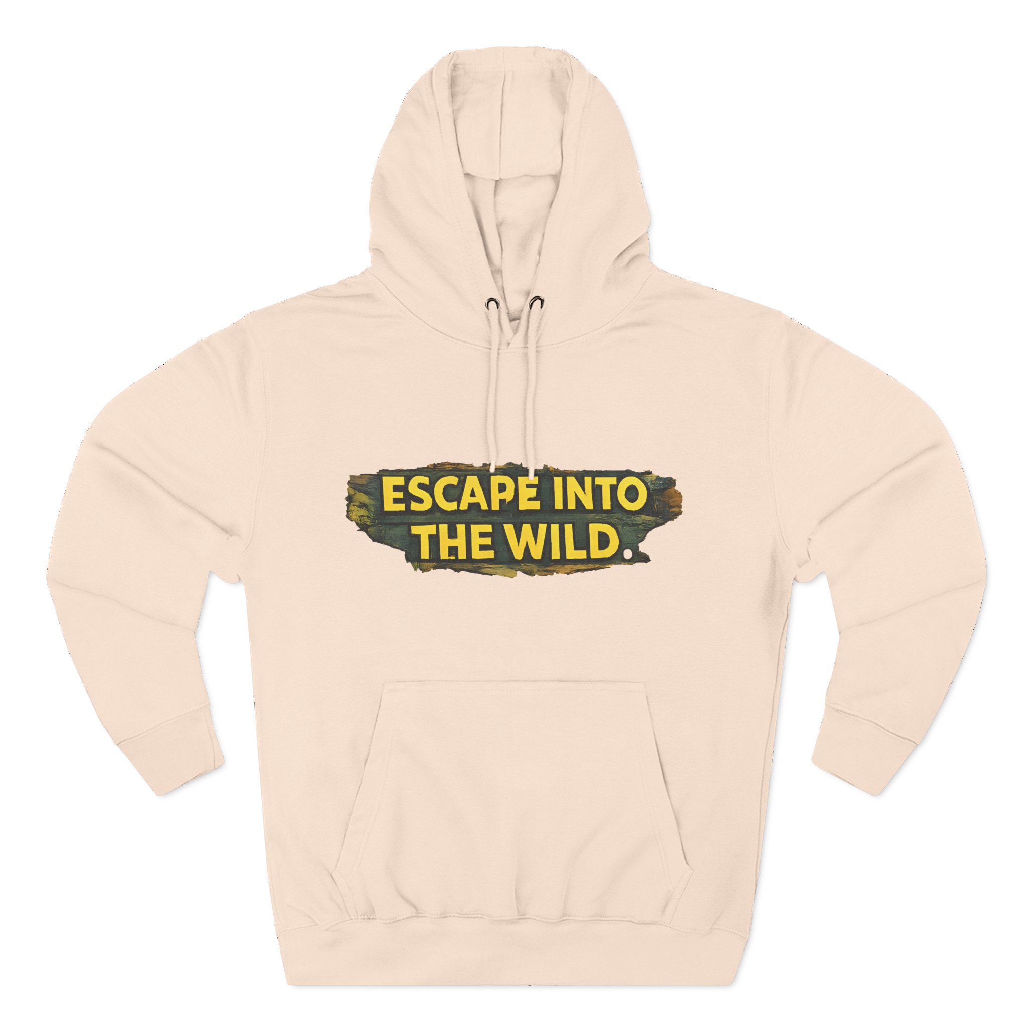 Three-Panel Fleece Hoodie - "Escape Into The Wild" Design Cubic-Line