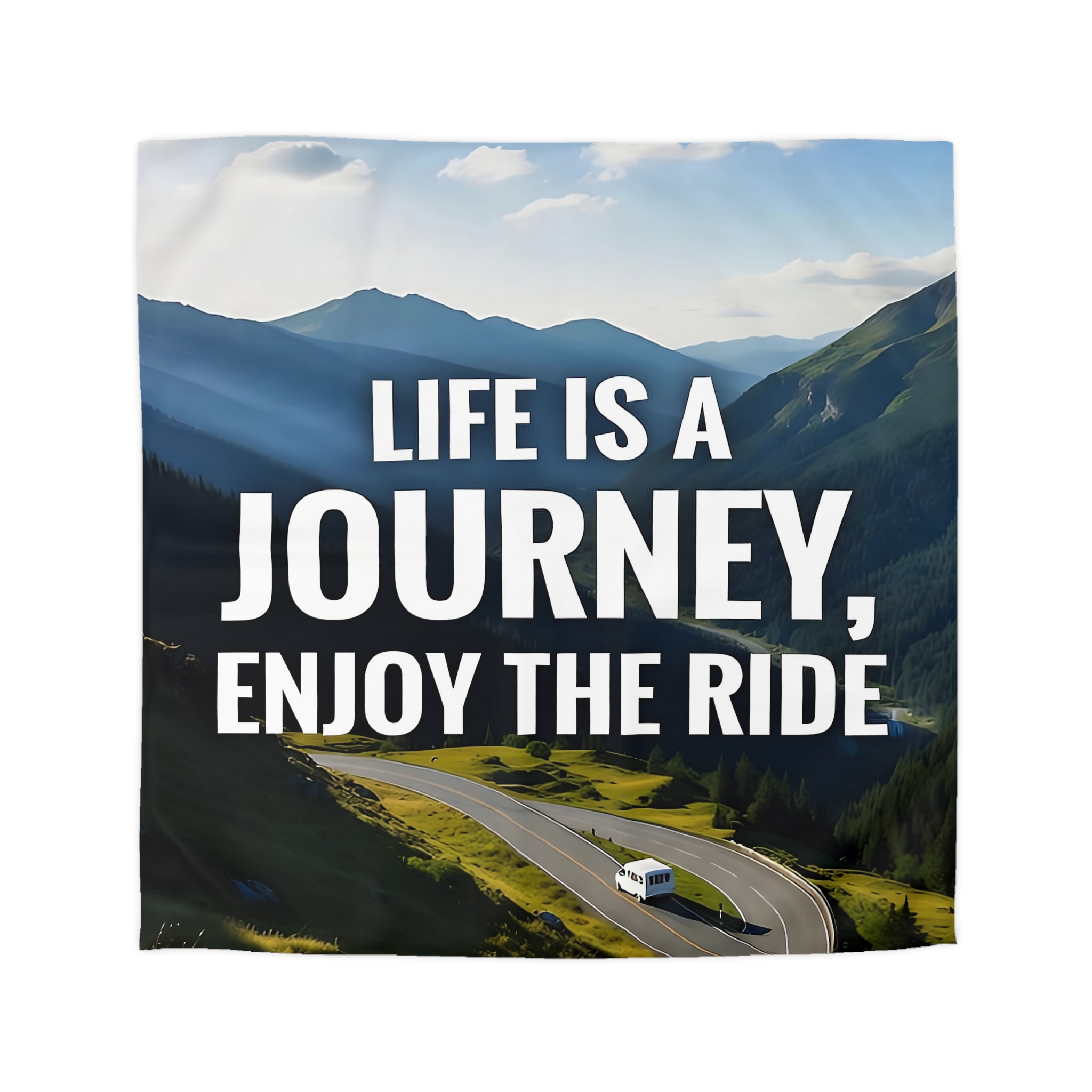 13905641424859759161_2048.jpeg Duvet Cover — "Life Is A Journey, Enjoy The Ride" Mountain Road Microfiber