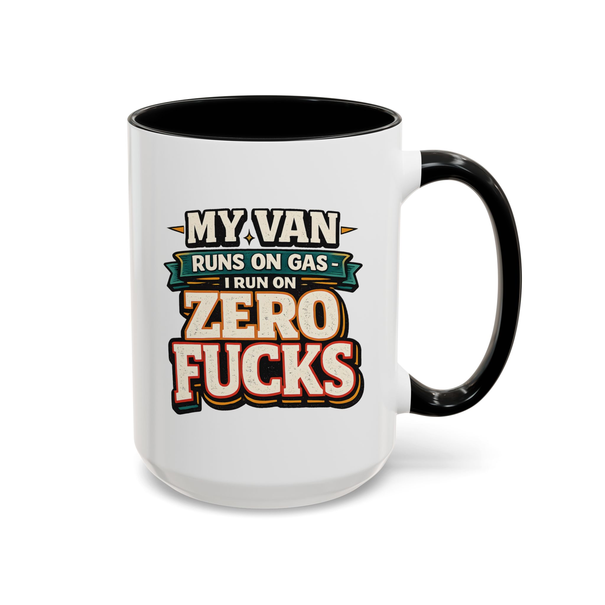 Accent Coffee Mug (11, 15oz) — "My Van Runs On Gas" Design F**K-Line