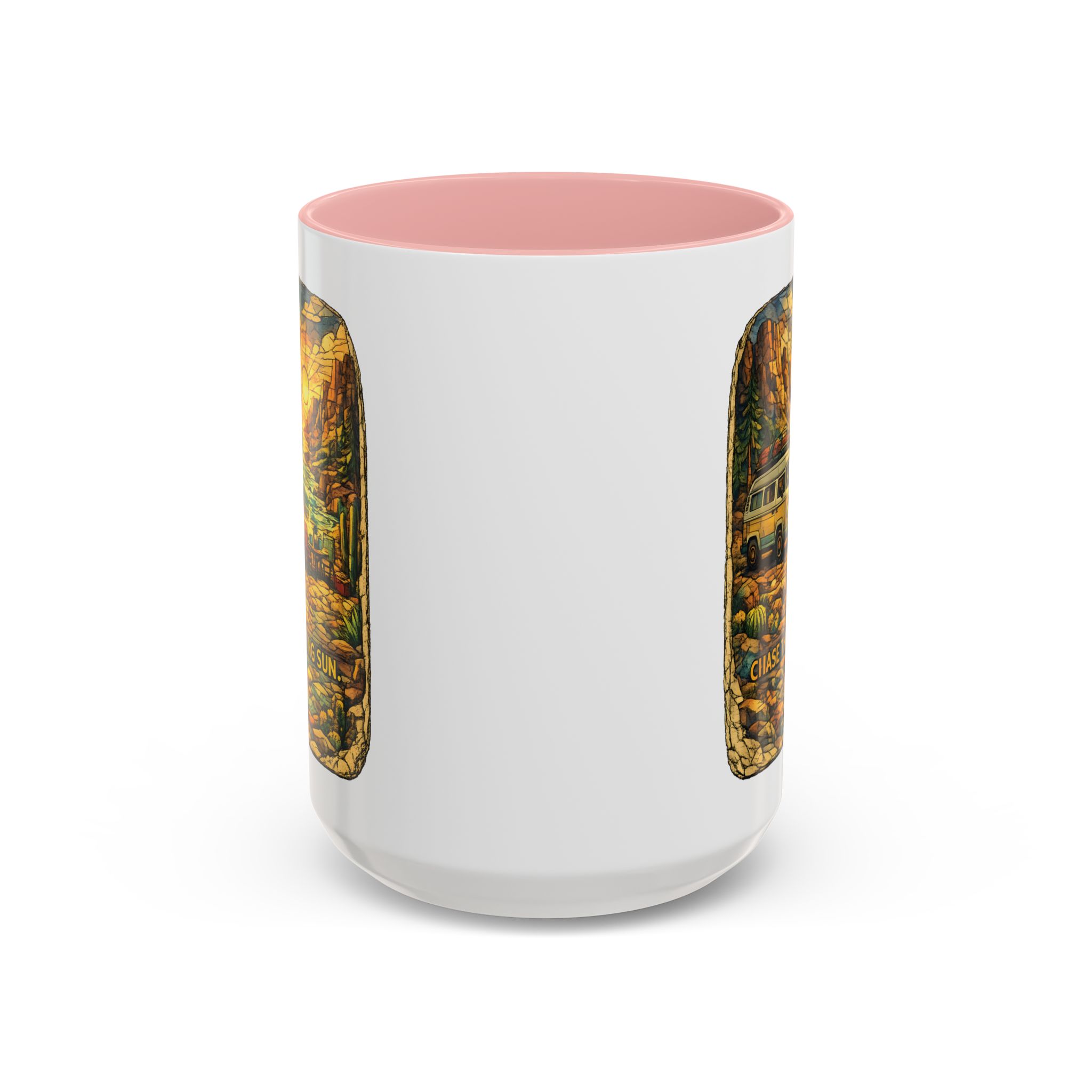 13907347124936809228_2048.jpeg Accent Coffee Mug (11, 15oz) — "Chase The Settings Sun" Design Cubic-Line