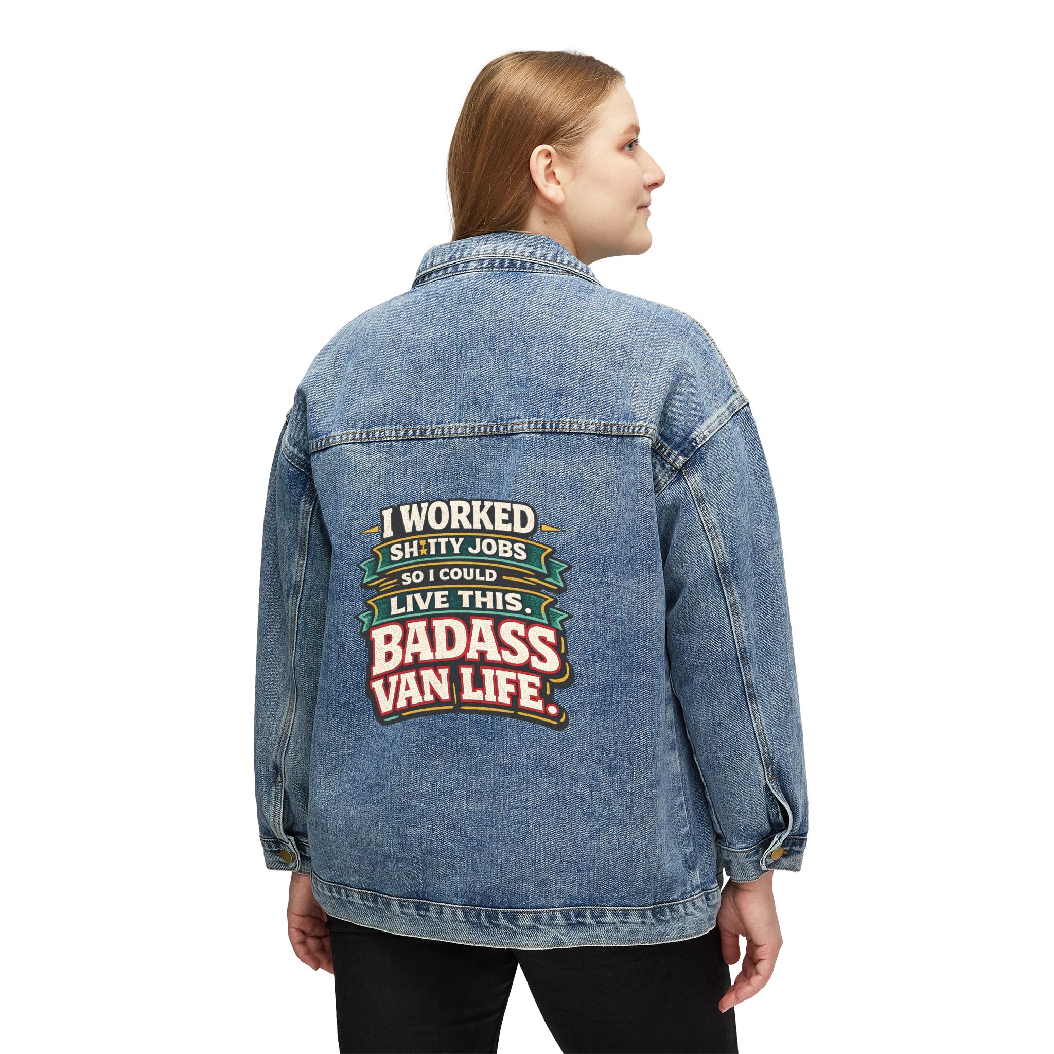 13917410752770921674_2048-1.jpeg Women's Denim Jacket — "I Worked Shitty Jobs" Design F**K-Line