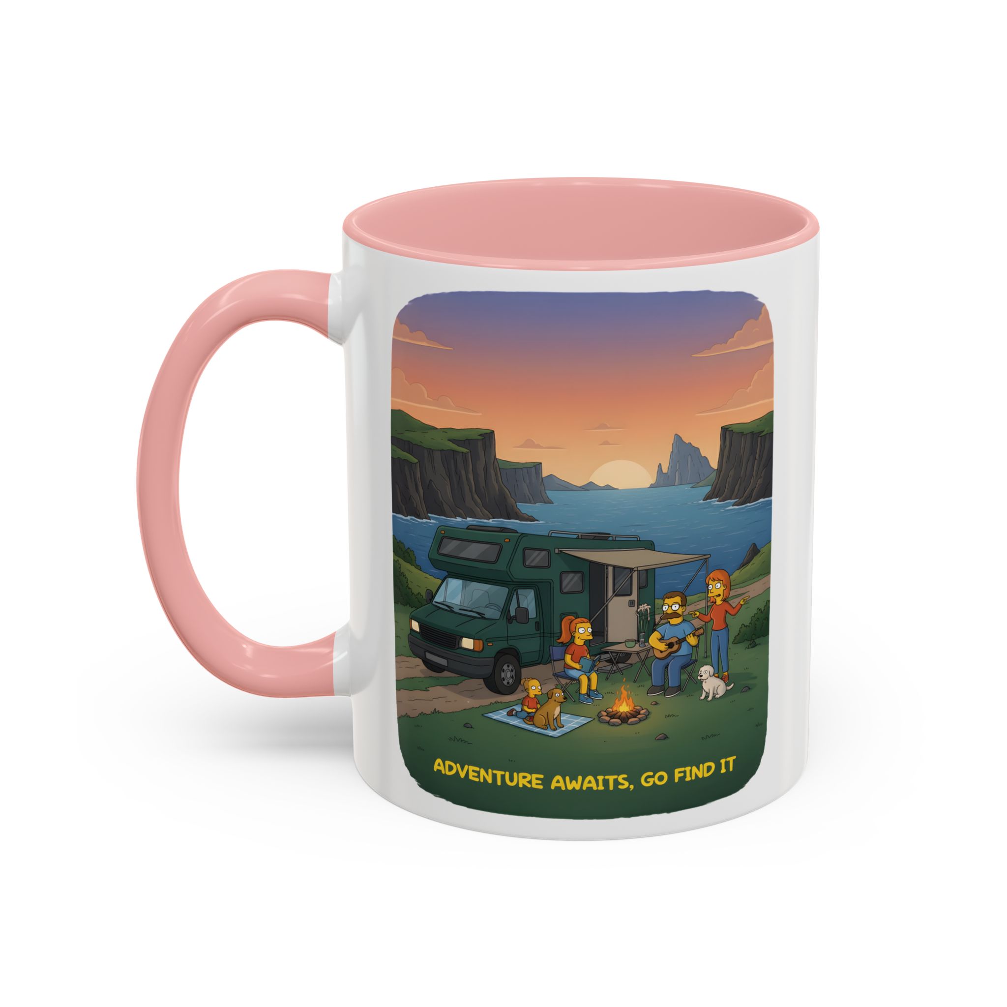 Accent Coffee Mug (11, 15oz) — "Adventure Awaits-Go Find It"" Design Sitcom-Line