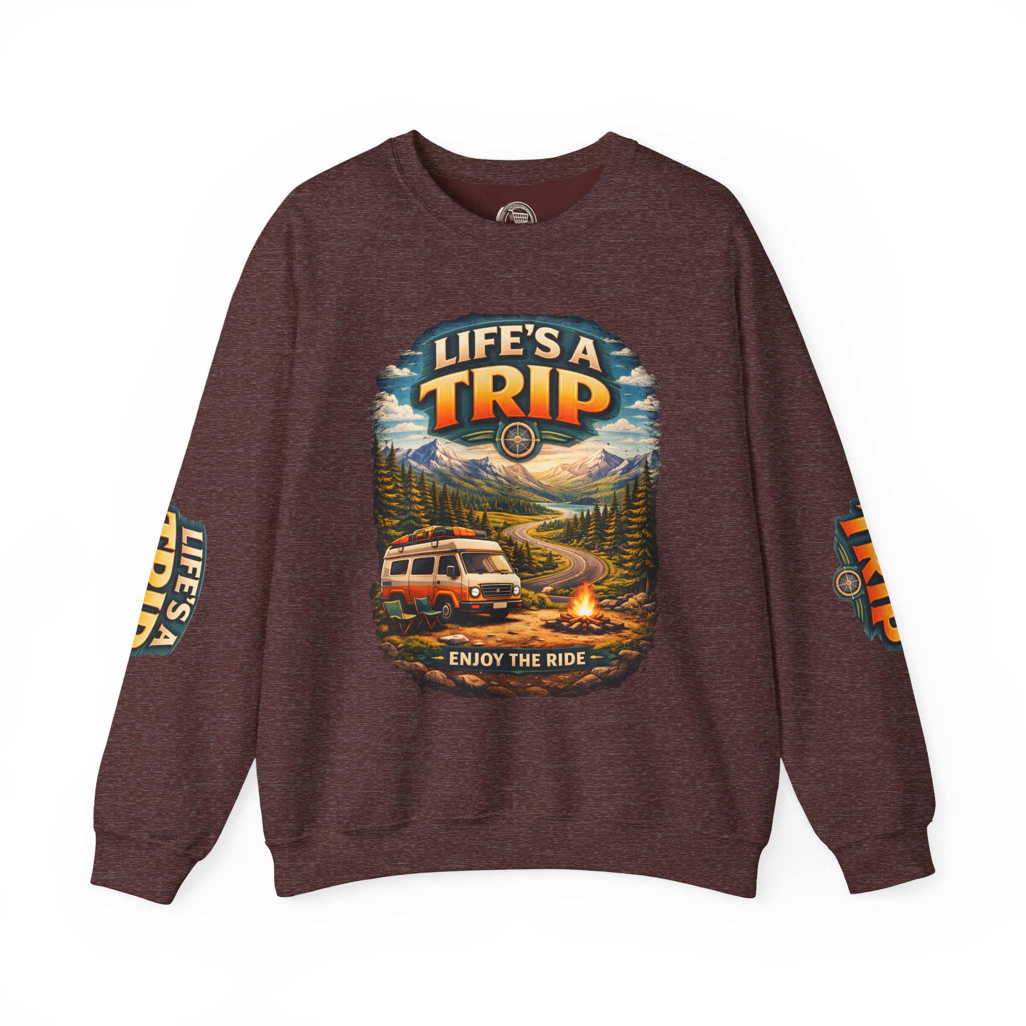 Unisex Heavy Blend™ Crewneck Sweatshirt — "Life s A Trip" Design Scenic-Line