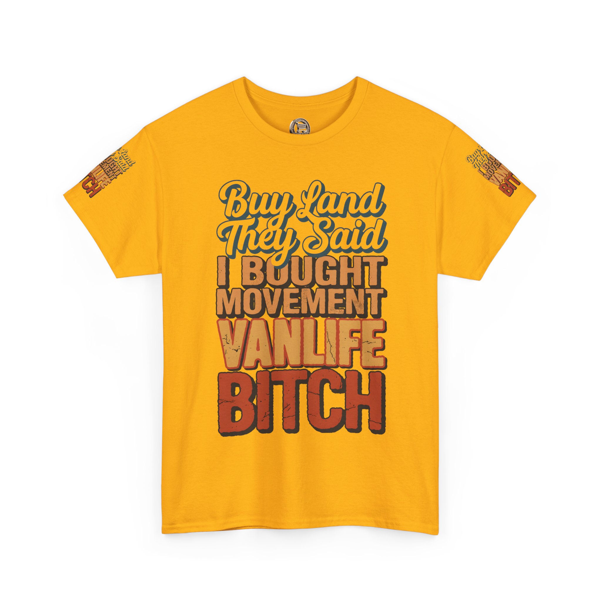 Unisex Heavy Cotton Tee — "Buy Land They Said" Design F**K-Line