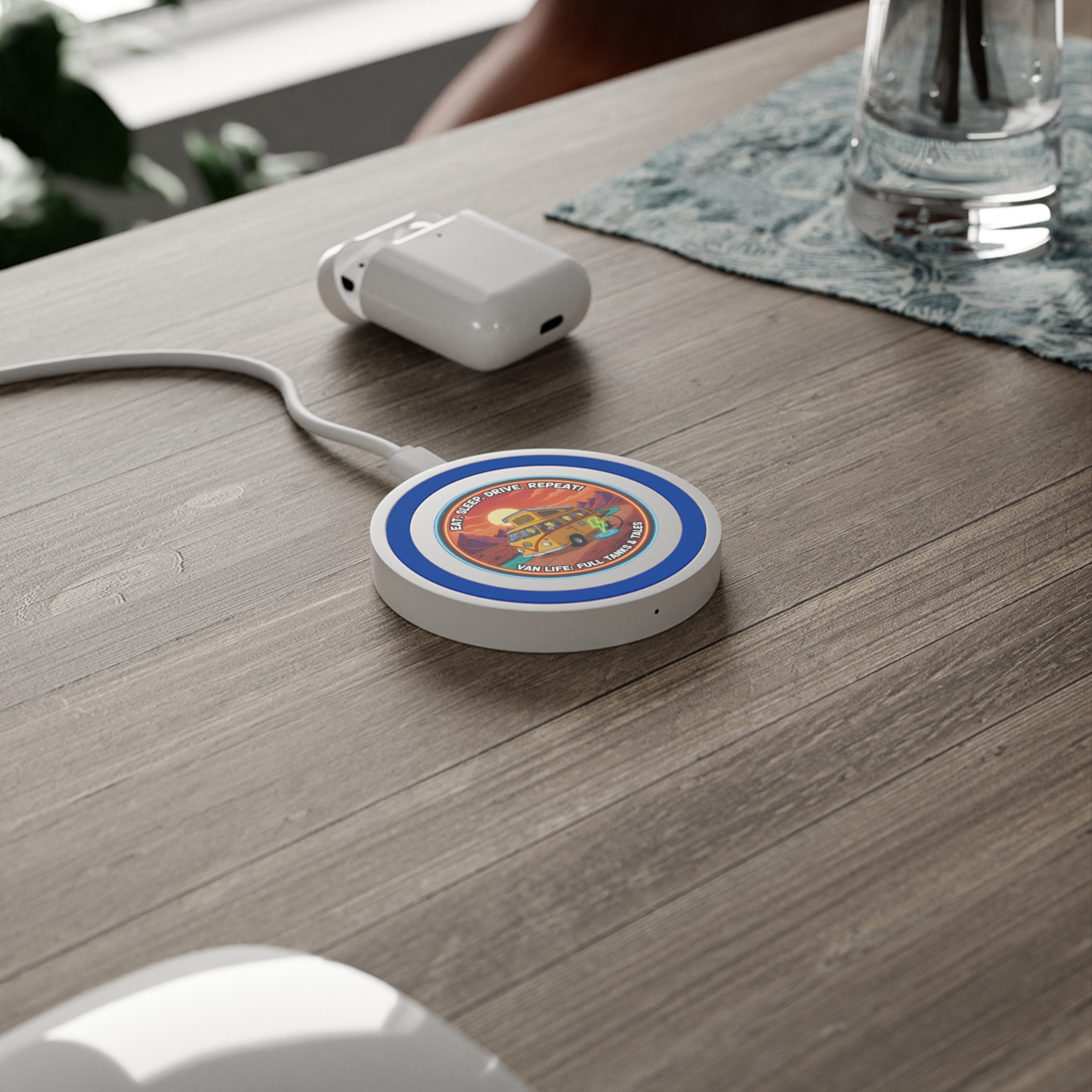 Wireless Charging Pad — "Eat. Sleep. Drive. Repeat." Simpsons Style Van Life Camper Design