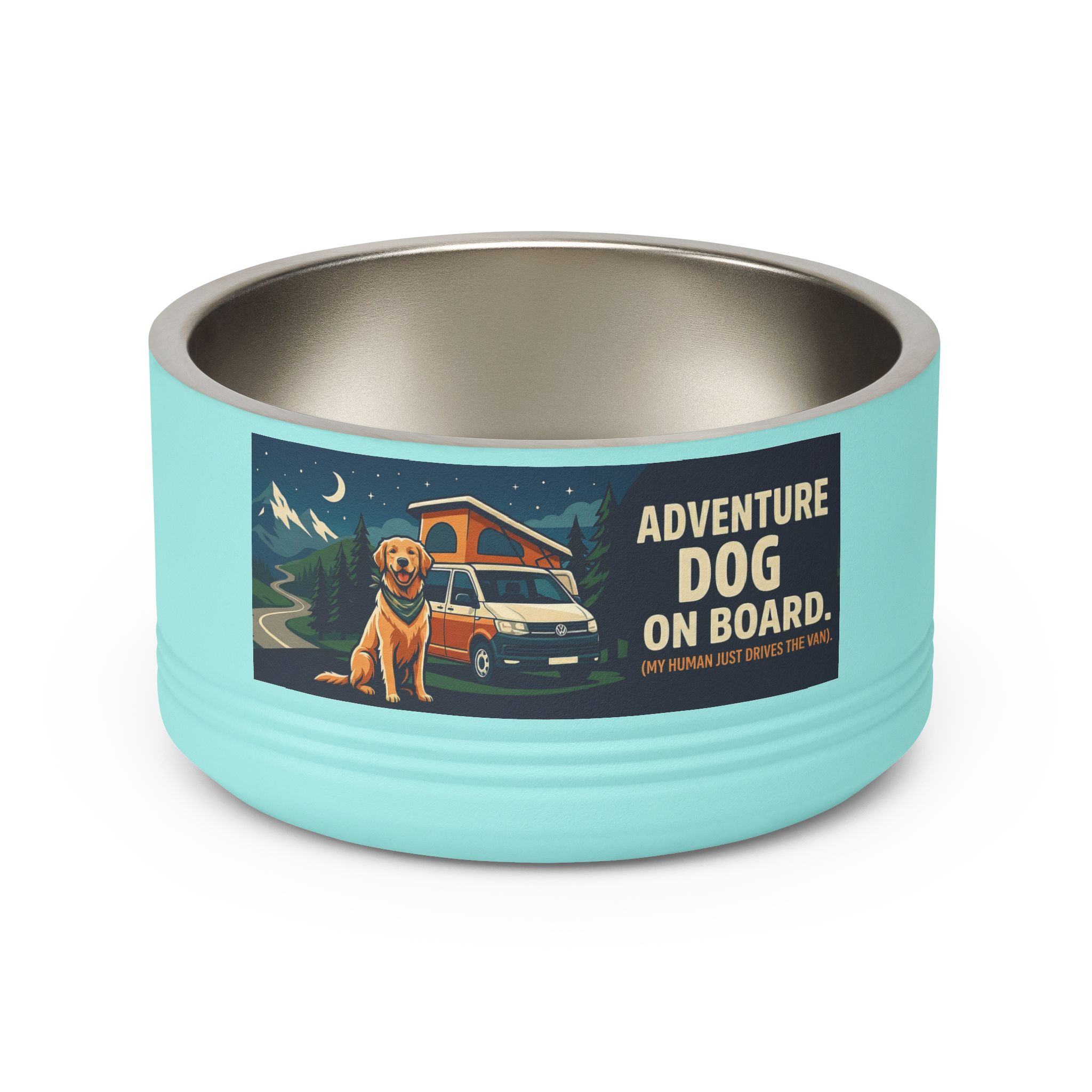 Pet Bowl — "Adventure Dog On Board " 18oz Camper & Hiking Dog Travel Bowl