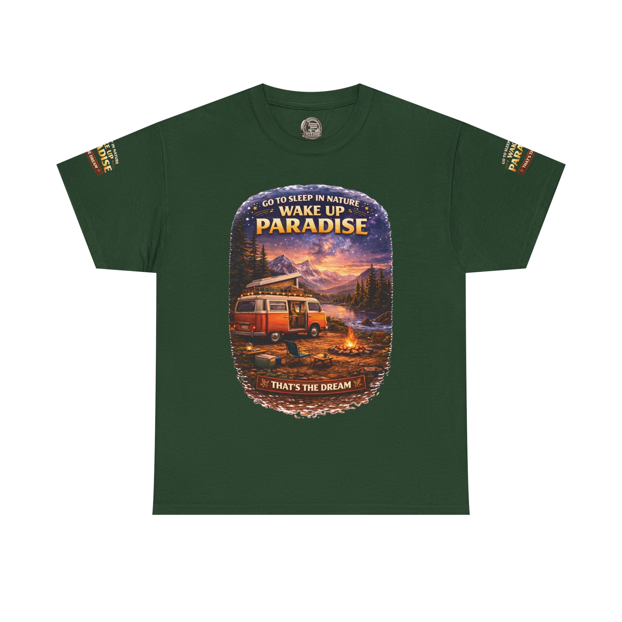 Unisex Heavy Cotton Tee — "Go Sleep In Nature" Design Scenic-Line
