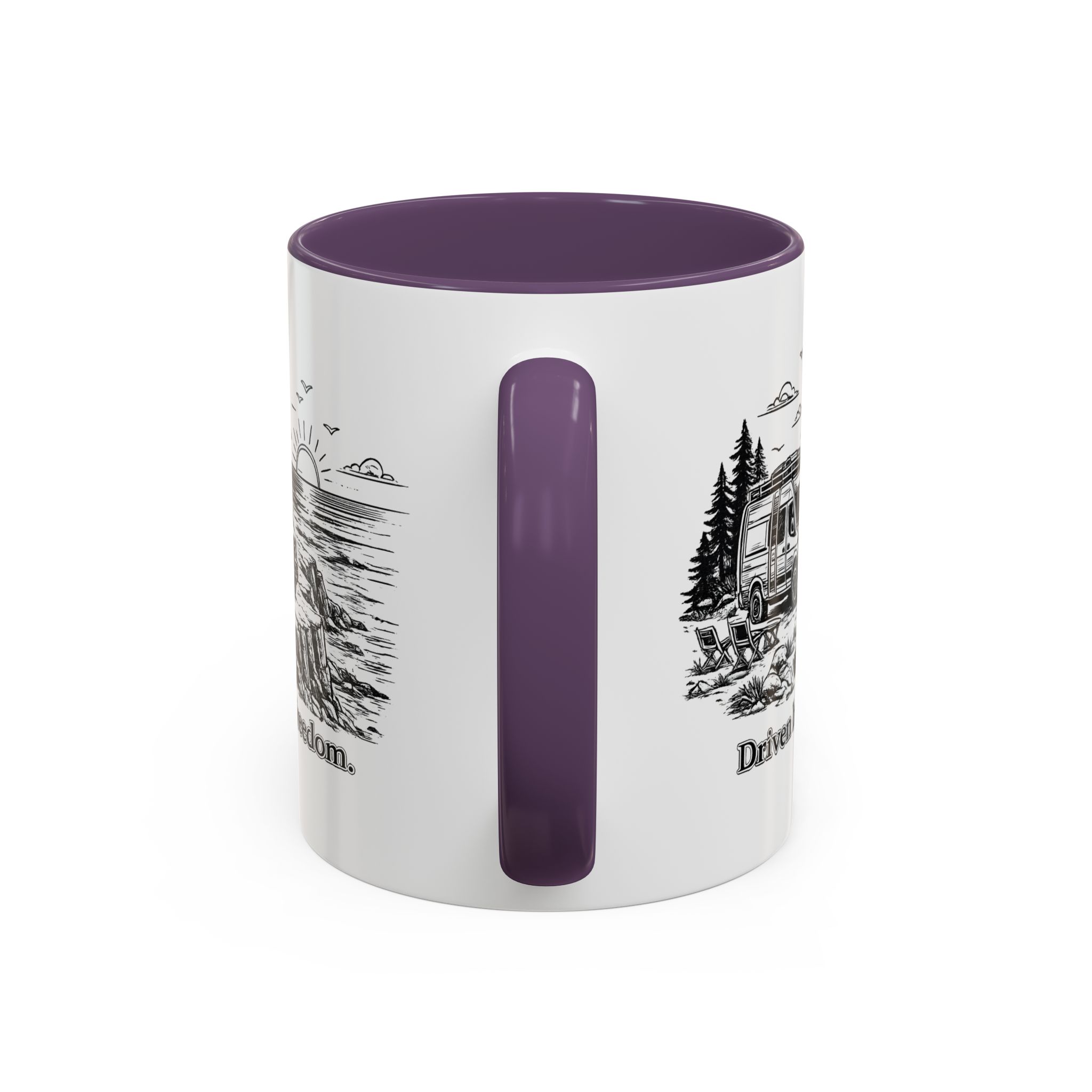 Accent Coffee Mug (11, 15oz) — "Driven By Freedom" Design Minimal-Line