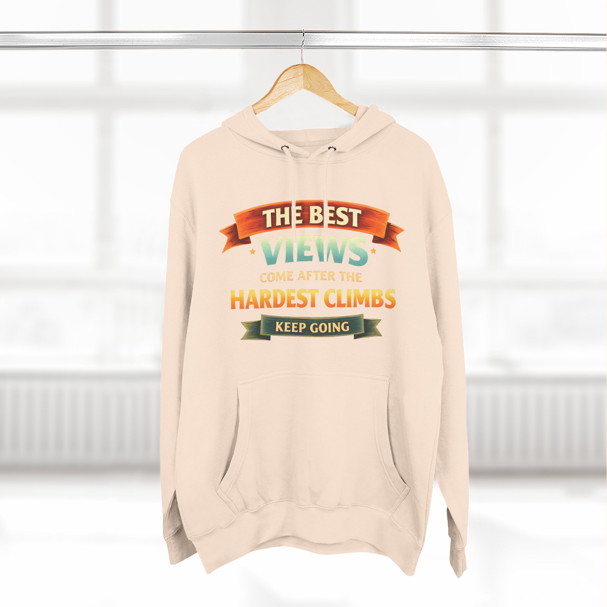 Three-Panel Fleece Hoodie - "The Best Views" Design Scenic-Line