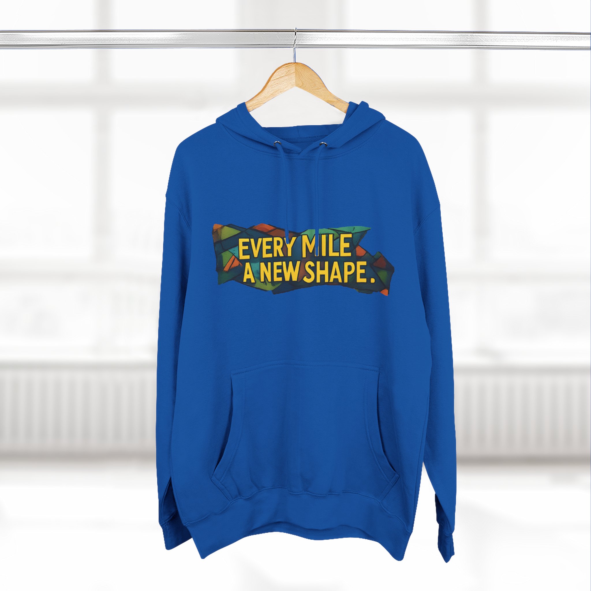 Three-Panel Fleece Hoodie - "Every Mile A New Shape" Design Cubic-Line