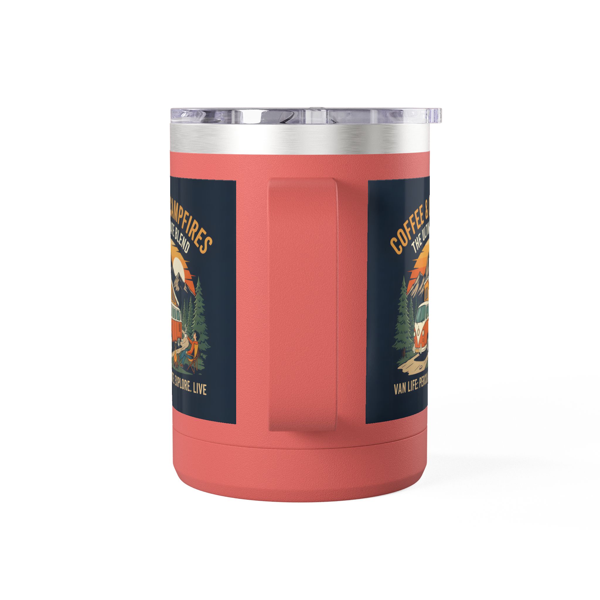Coffee Mug Tumbler, 15oz — “Coffee & Campfires: The Ultimate Blend”