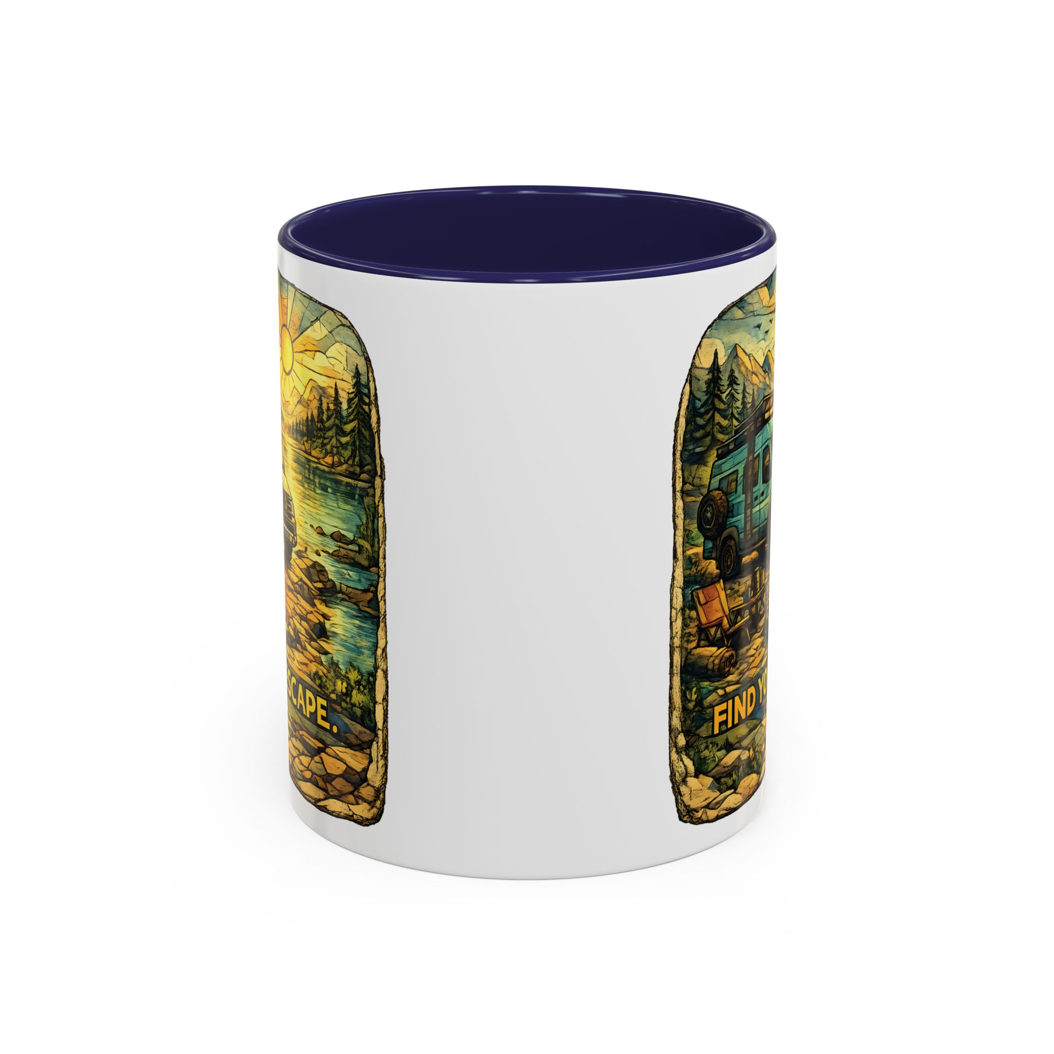 13946897034135902812_2048.jpeg Accent Coffee Mug (11, 15oz) — "Find Your Escape" Design Cubic-Line