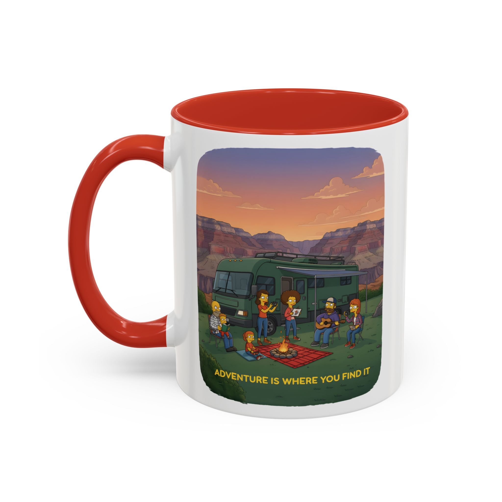 Accent Coffee Mug (11, 15oz) — "Adventure Is Where You Find It" Design Sitcom-Line