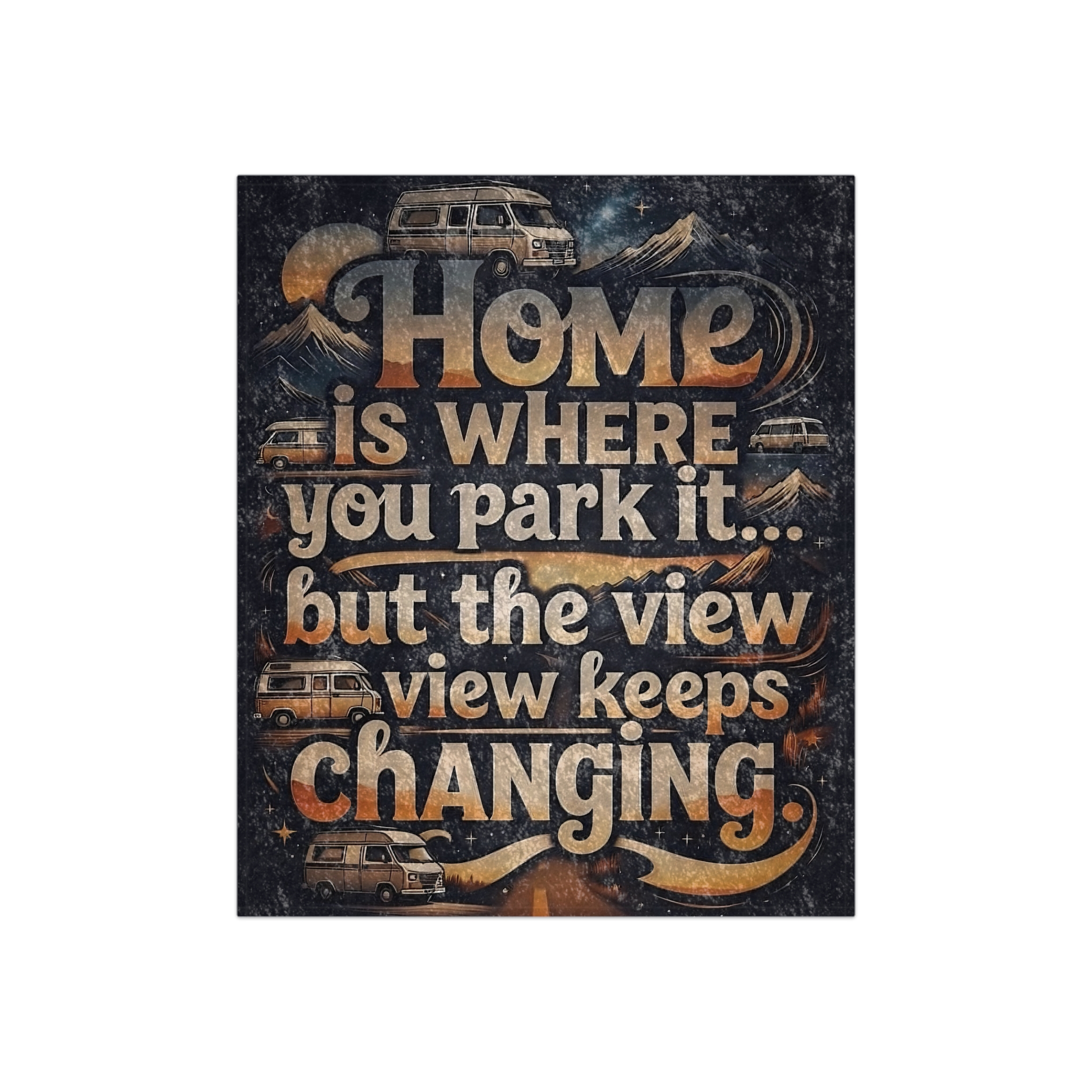 Crushed Velvet Blanket – "Home Is Where You Park It" Camper RV Travel Throw