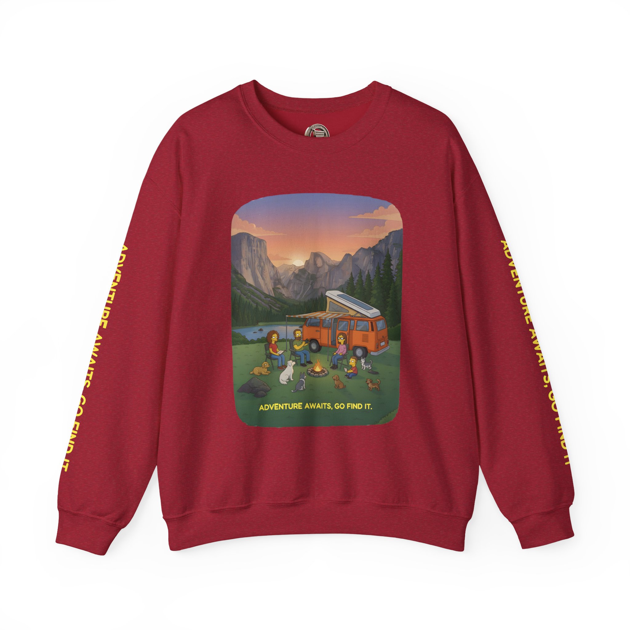Unisex Heavy Blend™ Crewneck Sweatshirt — "Adventure Awaits-Go Find It"" Design Sitcom-Line