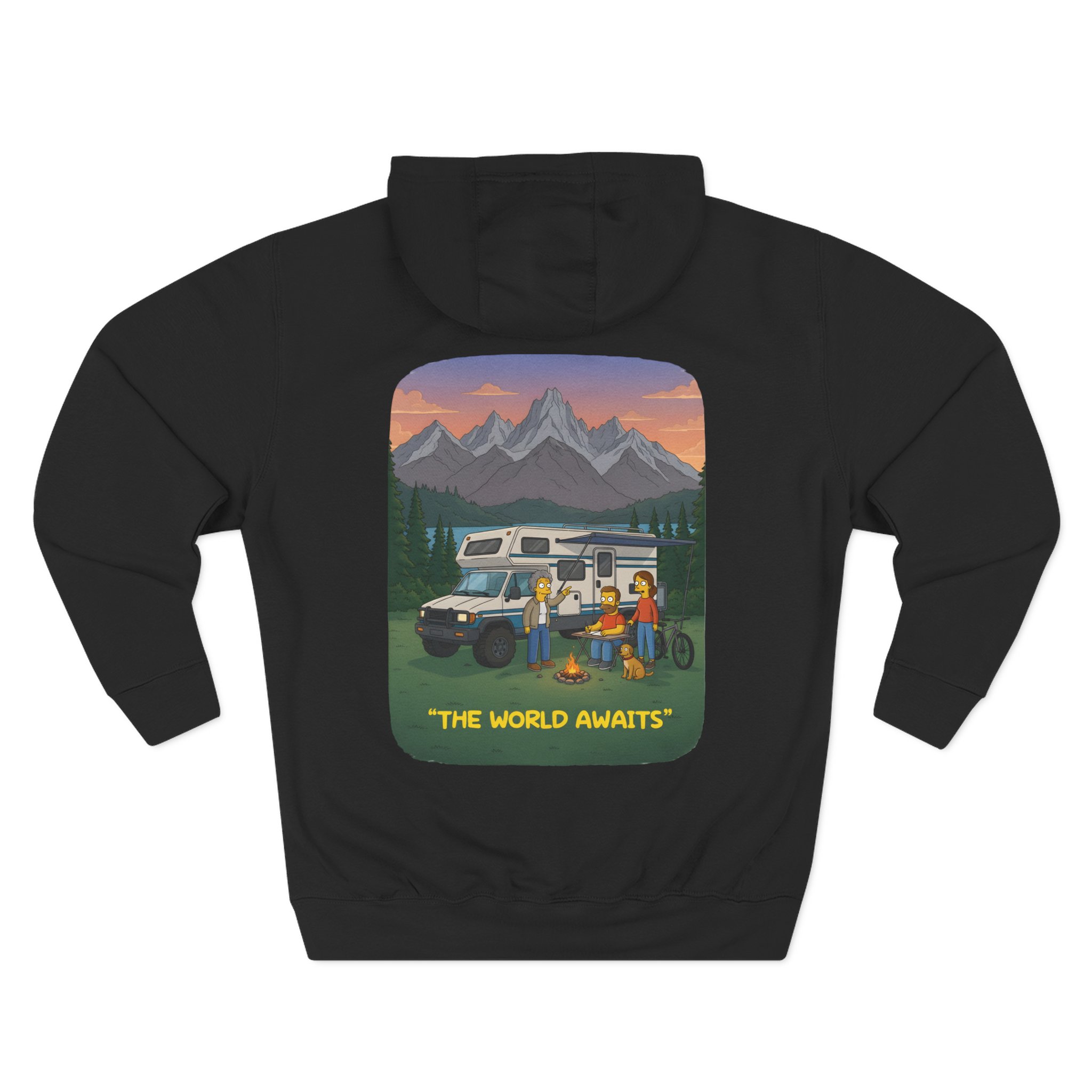 Three-Panel Fleece Hoodie - "The World Awaits" Design Sitcom-Line