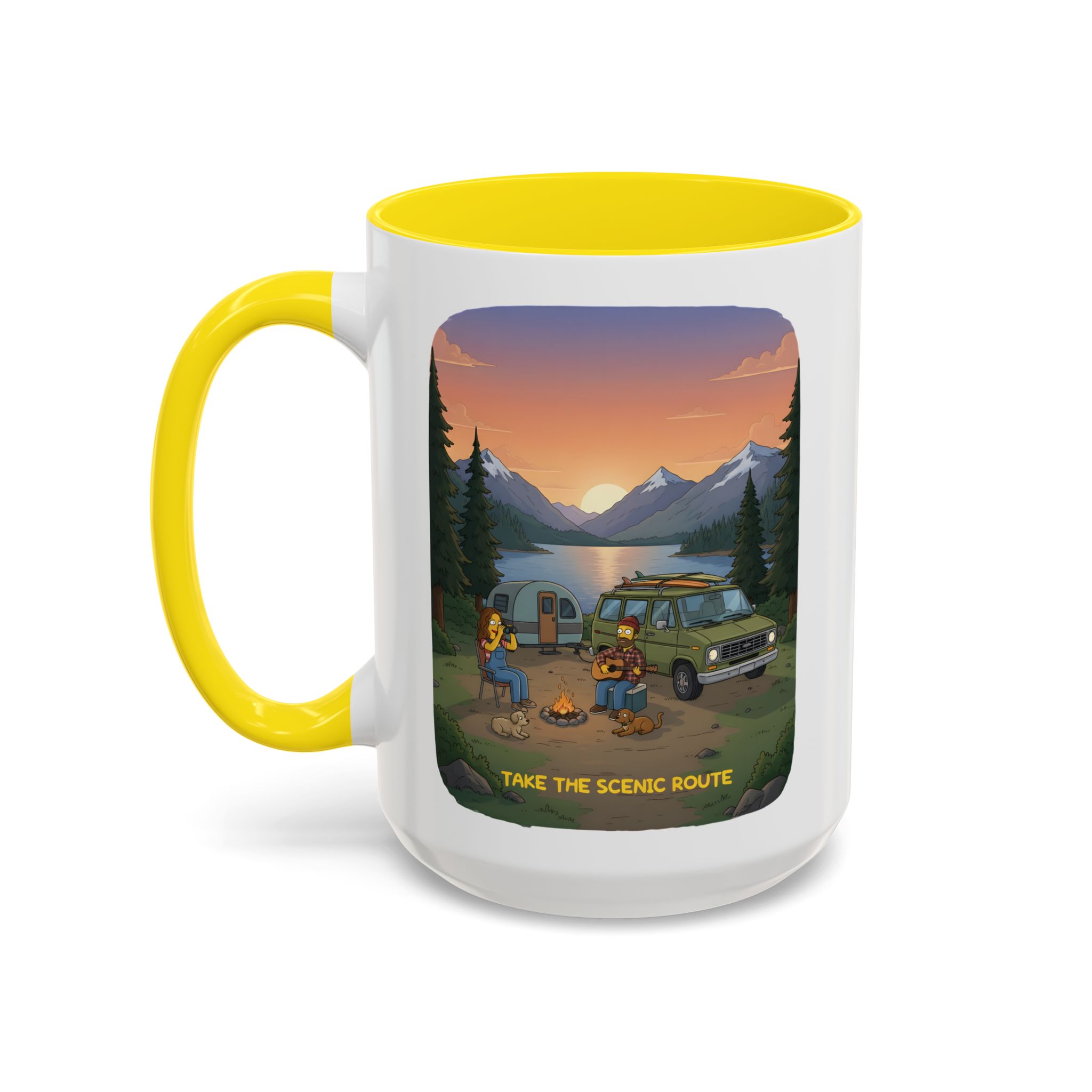 1396895772692937095_2048.jpeg Accent Coffee Mug (11, 15oz) — "Take The Scenic Route" Design Sitcom-Line
