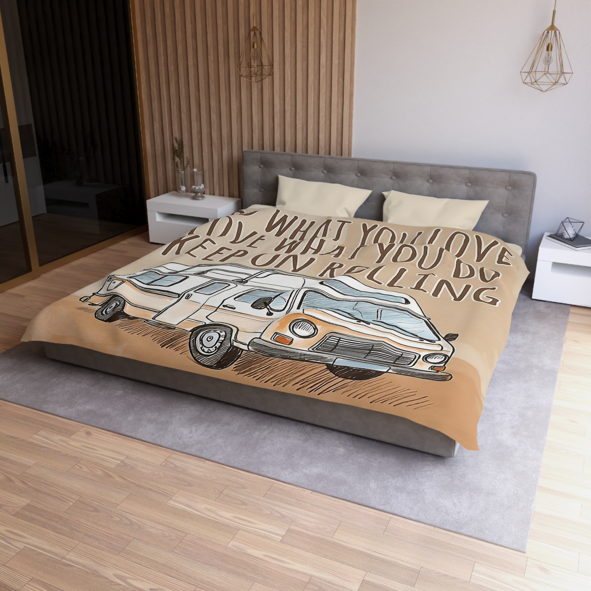 13975248749605662065_2048.jpeg Duvet Cover - 'Do What You Love, Keep On Rolling' Campervan Bedding