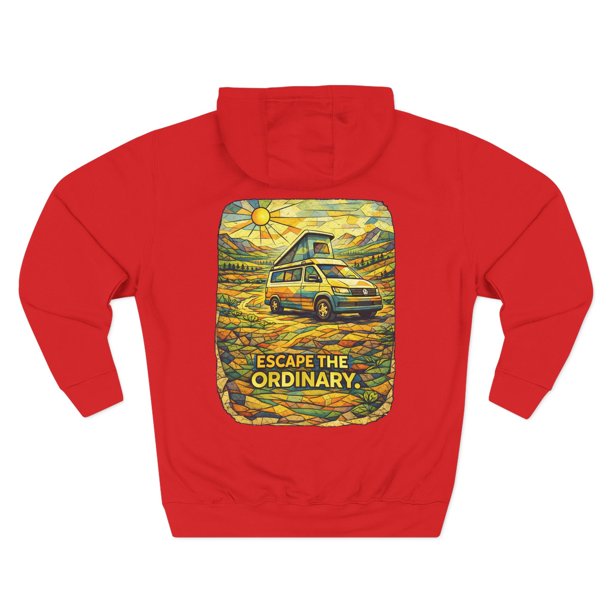 Three-Panel Fleece Hoodie - "Escape The Ordinary" Design Cubic-Line