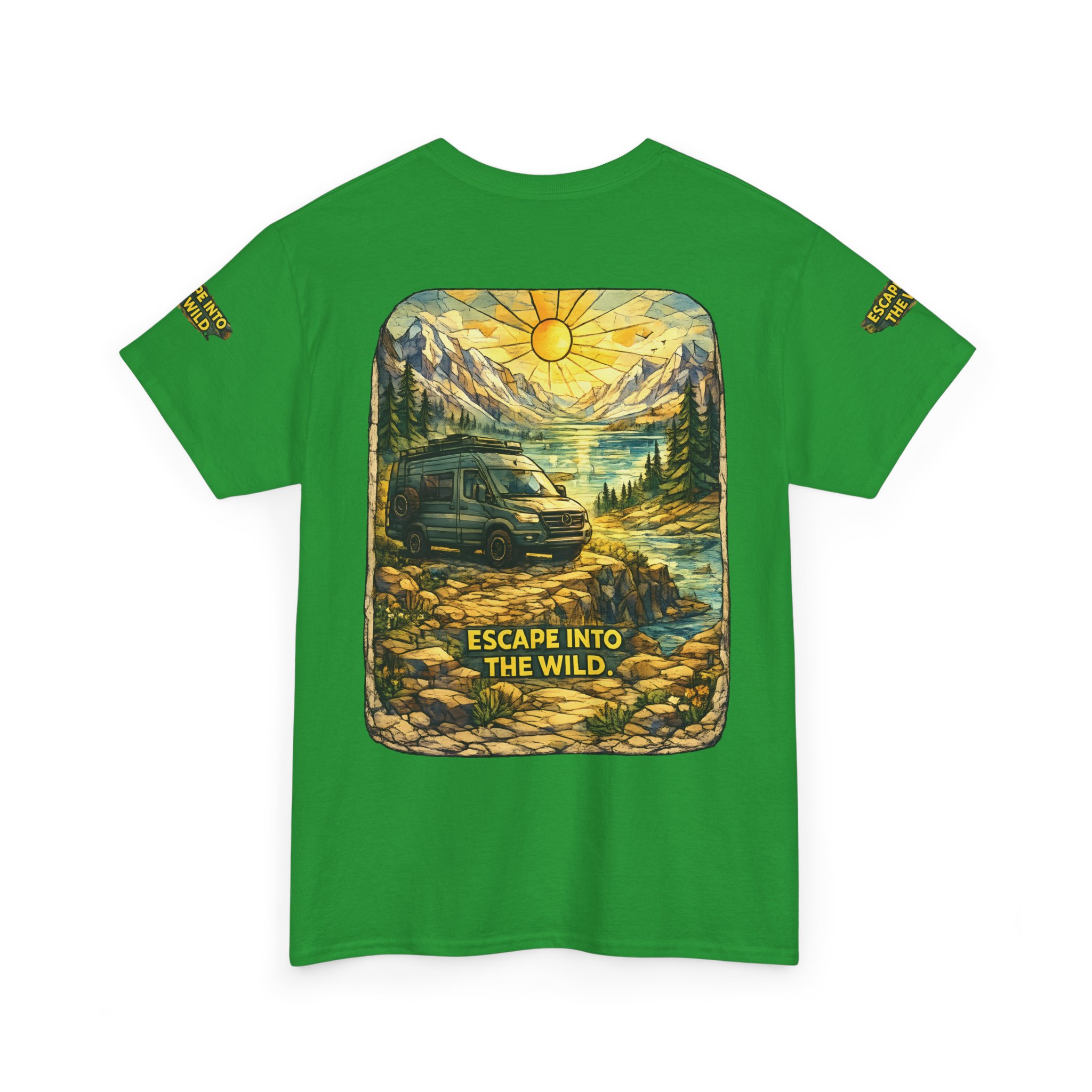 Unisex Heavy Cotton Tee — "Escape Into The Wild" Design Cubic-Line