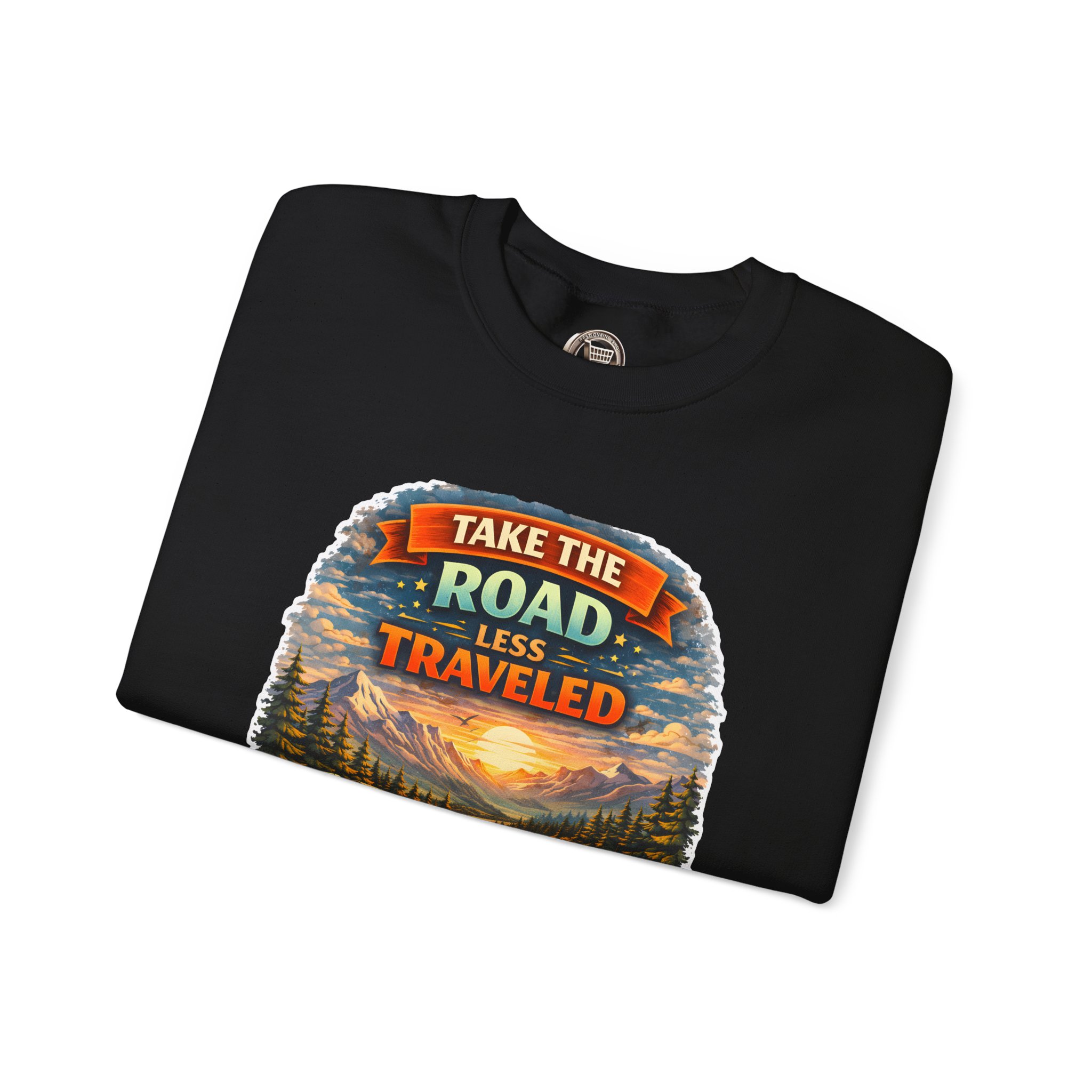 13980419666076401970_2048.jpeg Unisex Heavy Blend™ Crewneck Sweatshirt — "Take The Road Less Traveled" Design Scenic-Line