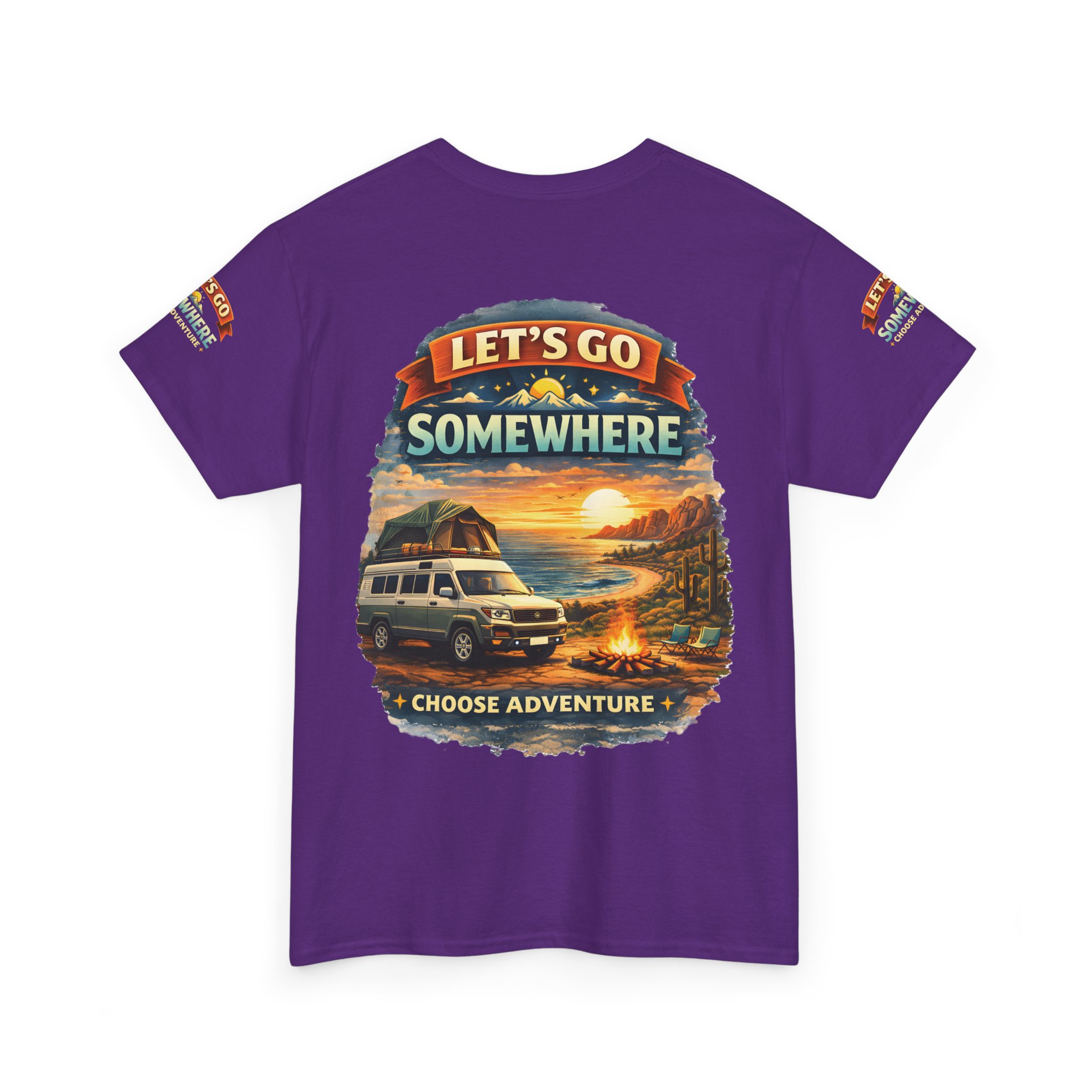 Unisex Heavy Cotton Tee — "Lets Go Somewhere" Design Scenic-Line