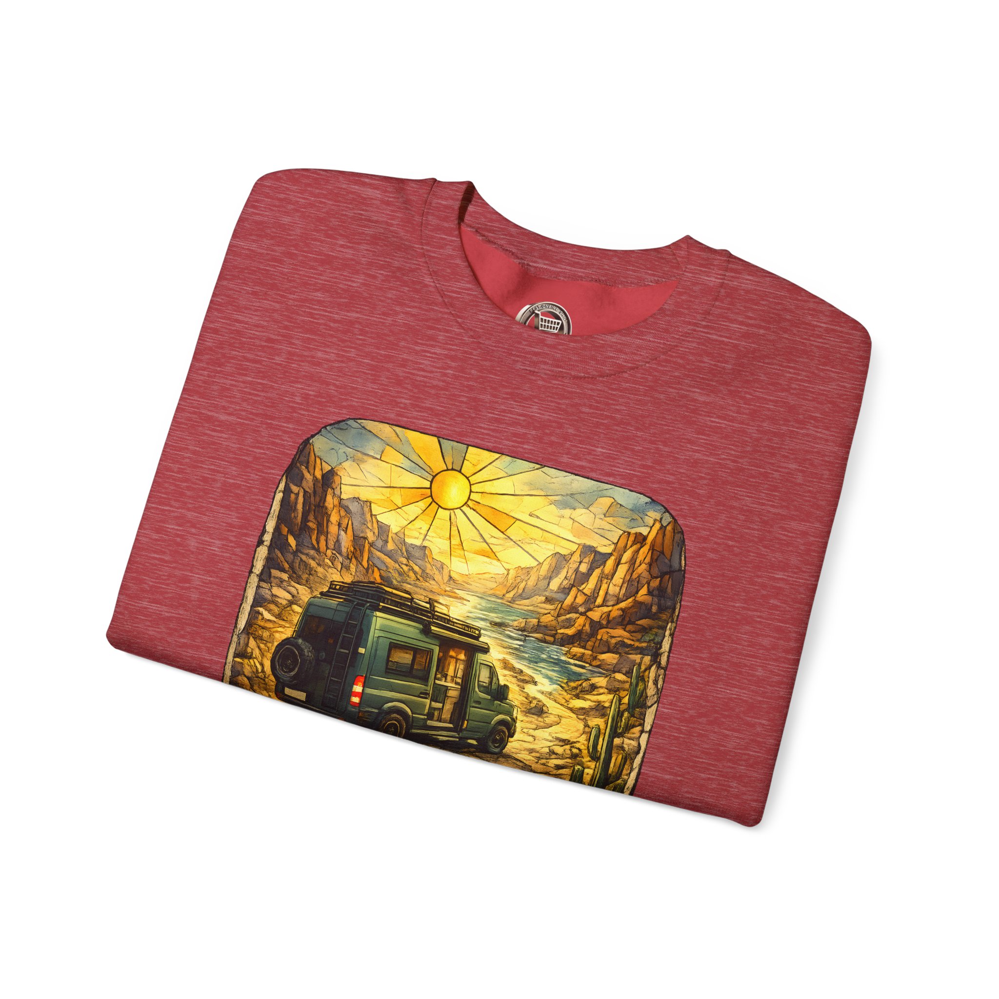 Unisex Heavy Blend™ Crewneck Sweatshirt — "Choose The Road Less Traveled" Design Cubic-Line