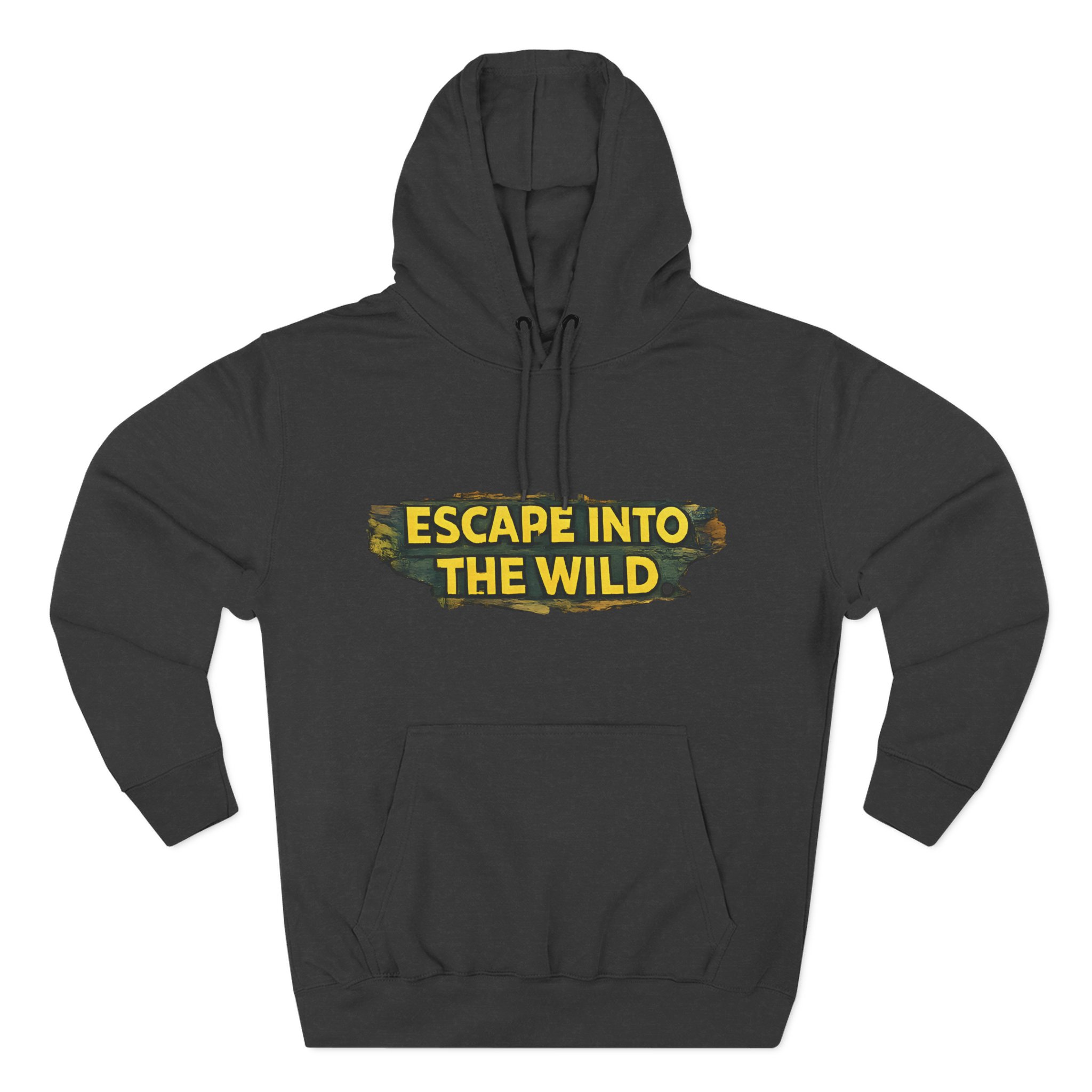 Three-Panel Fleece Hoodie - "Escape Into The Wild" Design Cubic-Line