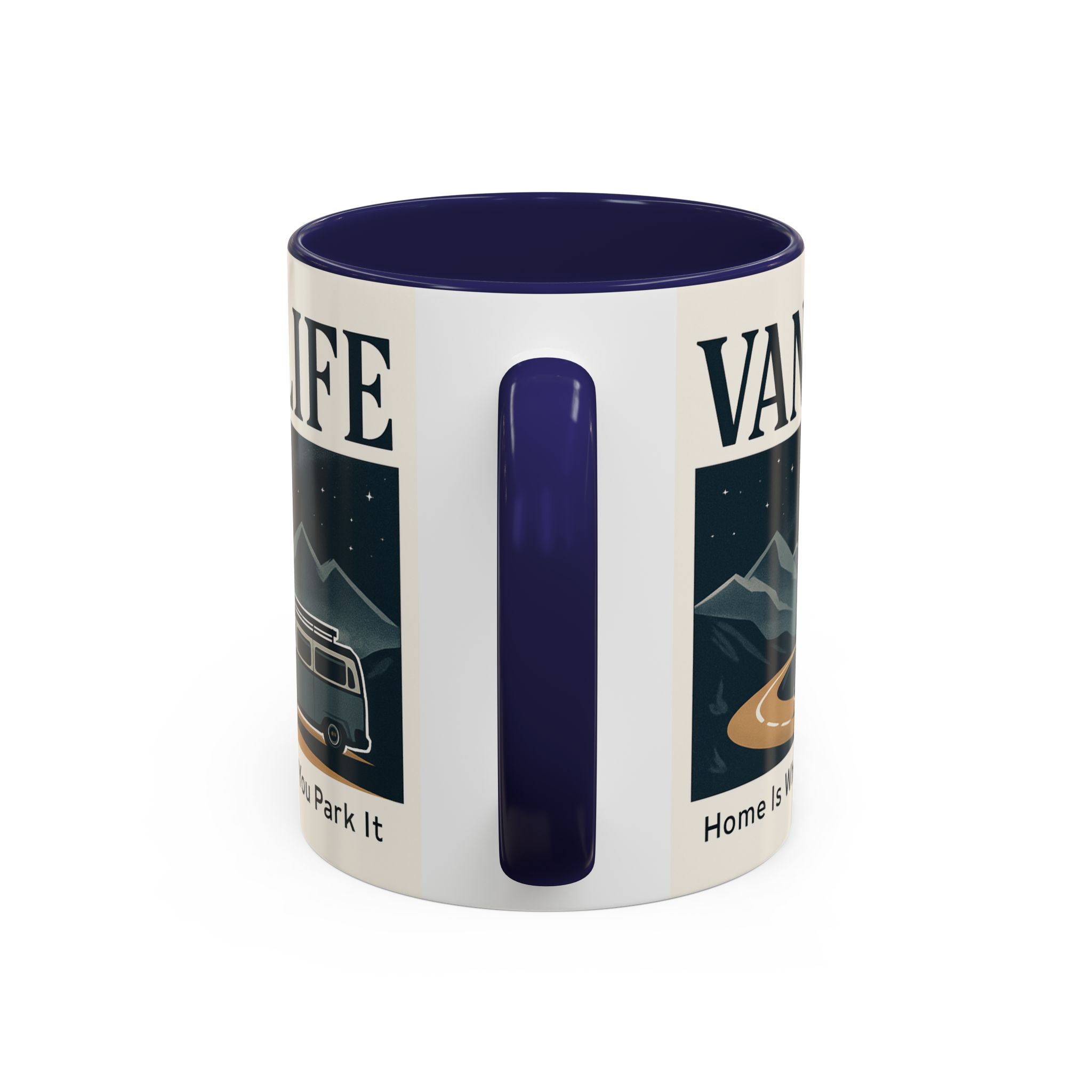 Coffee Mug — "Vanlife - Home Is Where You Park It" Accent Campervan Travel Mug