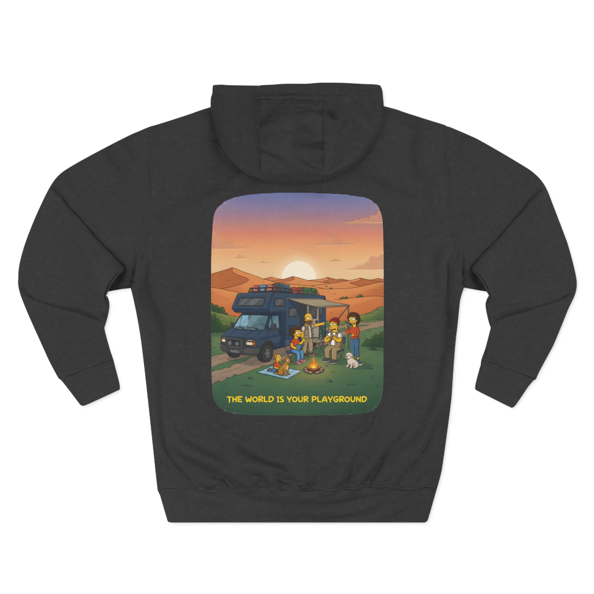 Three-Panel Fleece Hoodie - "The World Is Your playground" Design Sitcom-Line