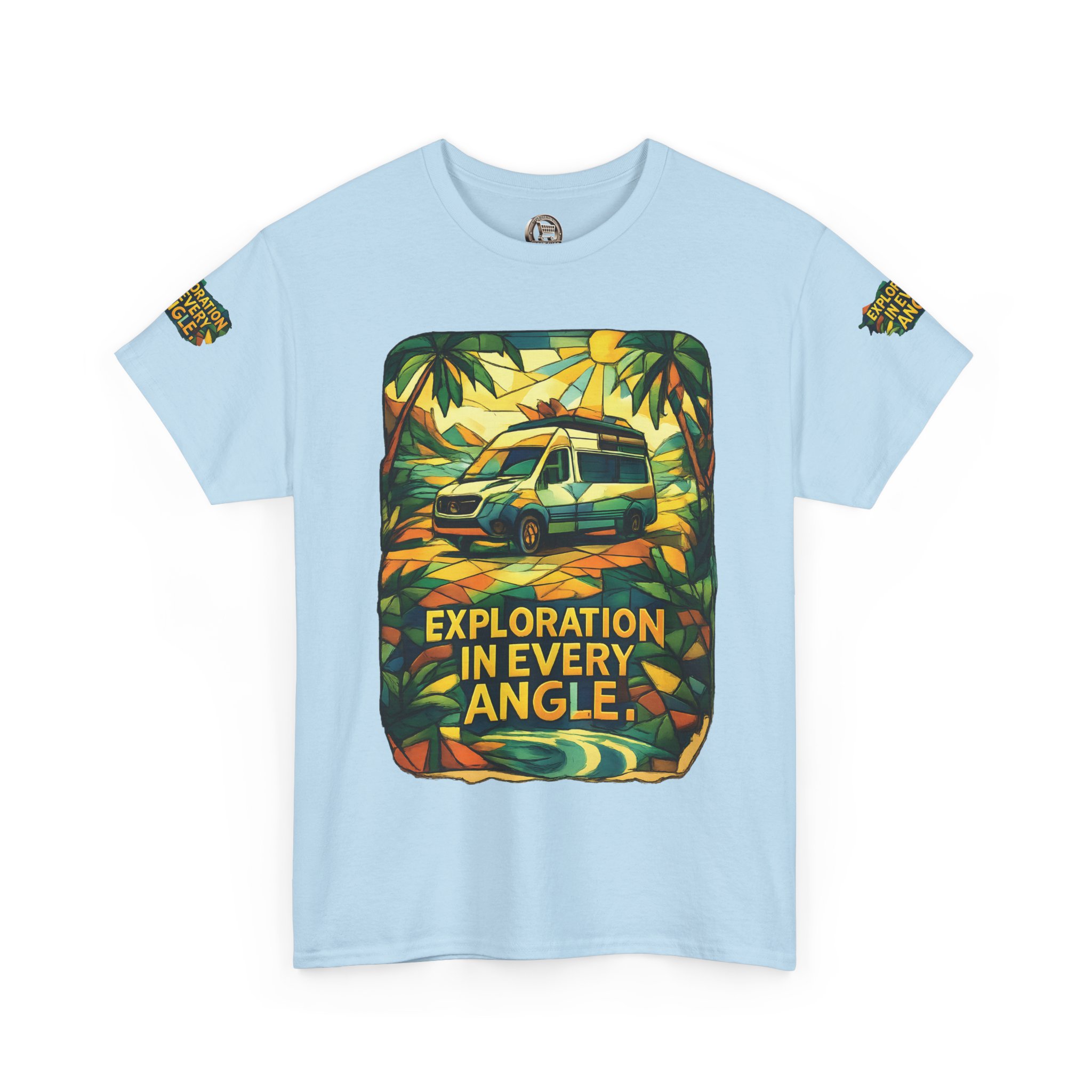 Unisex Heavy Cotton Tee — "Exploration In Every Angle" Design Cubic-Line
