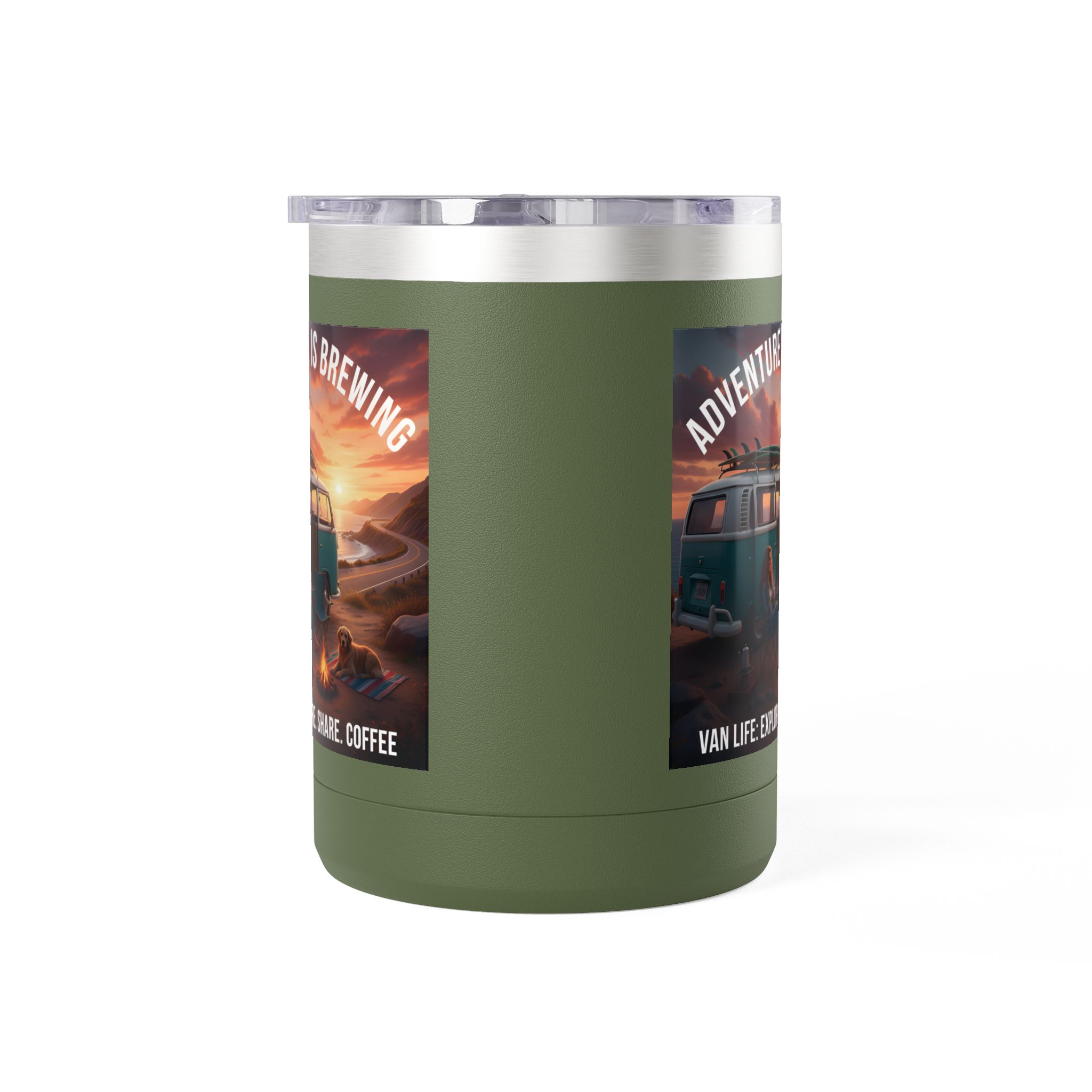 Coffee Mug Tumbler, 15oz-- "Adventure Is Brewing"