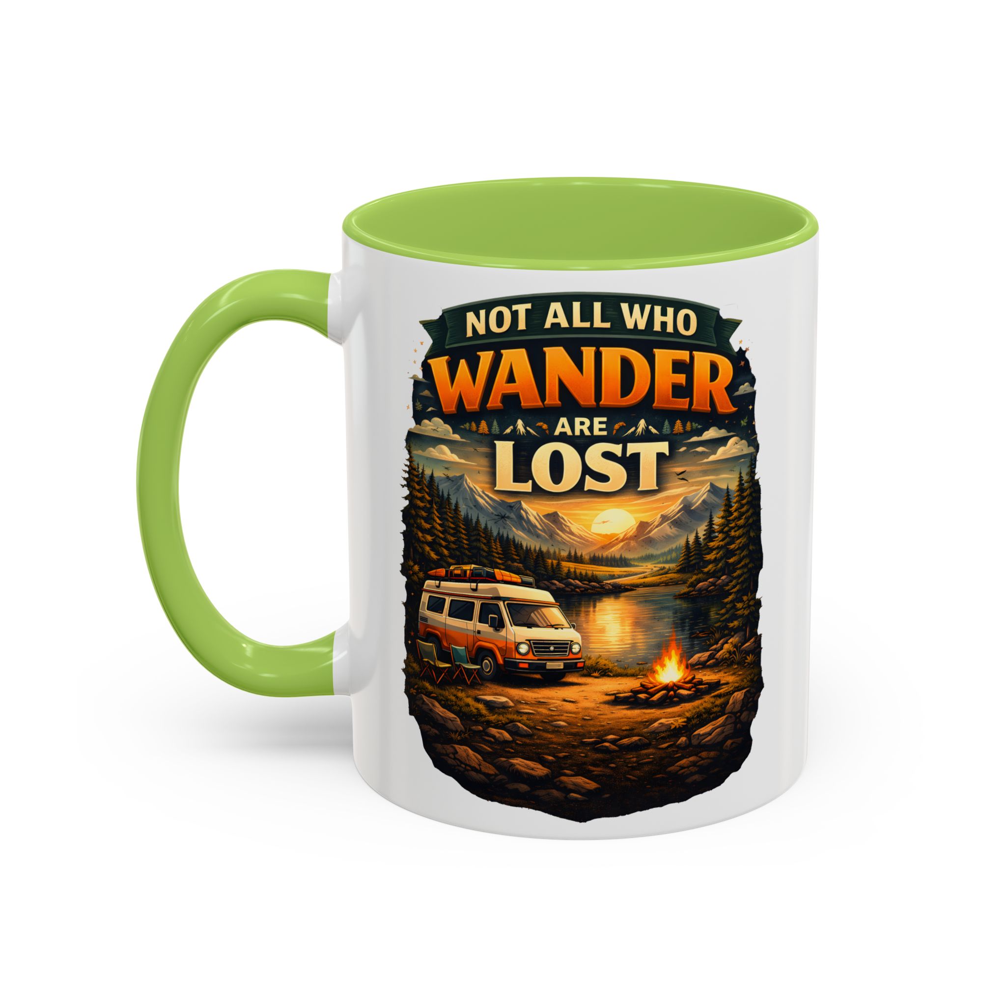 Accent Coffee Mug (11, 15oz) — "Not All Who Wander Are Lost" Design Scenic-Line