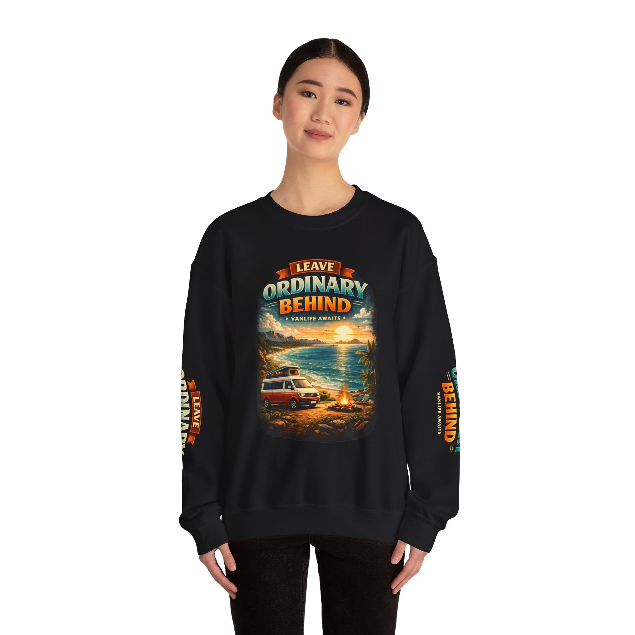 Unisex Heavy Blend™ Crewneck Sweatshirt — "Leave Ordinary Behind" Design Scenic-Line