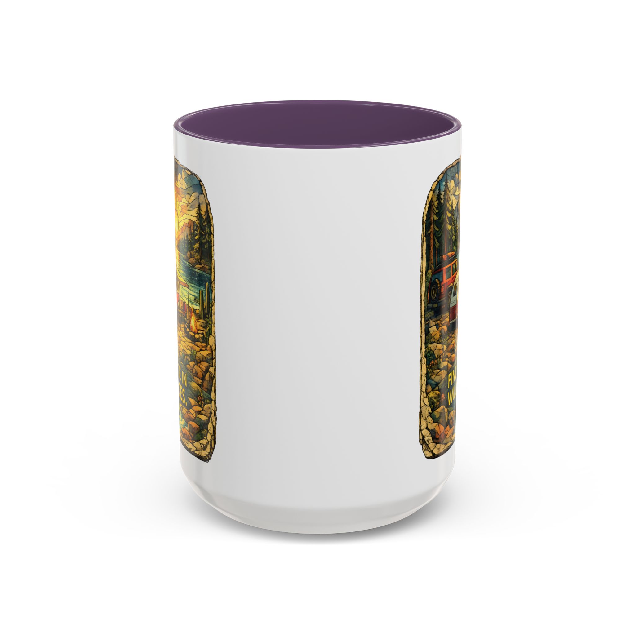 Accent Coffee Mug (11, 15oz) — "Find Peace In Wild Places" Design Cubic-Line