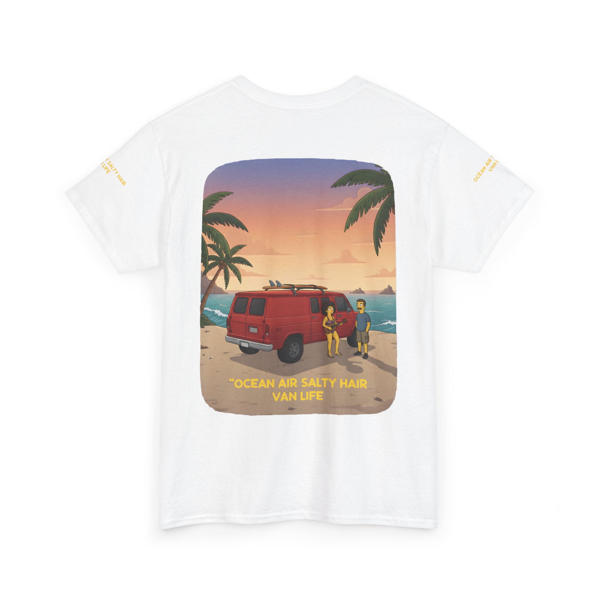 Unisex Heavy Cotton Tee — "Ocean Air Salty Hair Van Life" Design Sitcom-Line