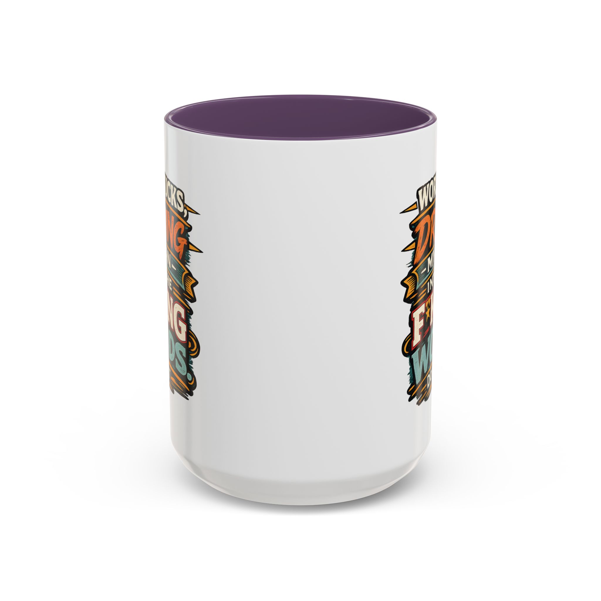 Accent Coffee Mug (11, 15oz) — "Work Sucks" Design F**K-Line