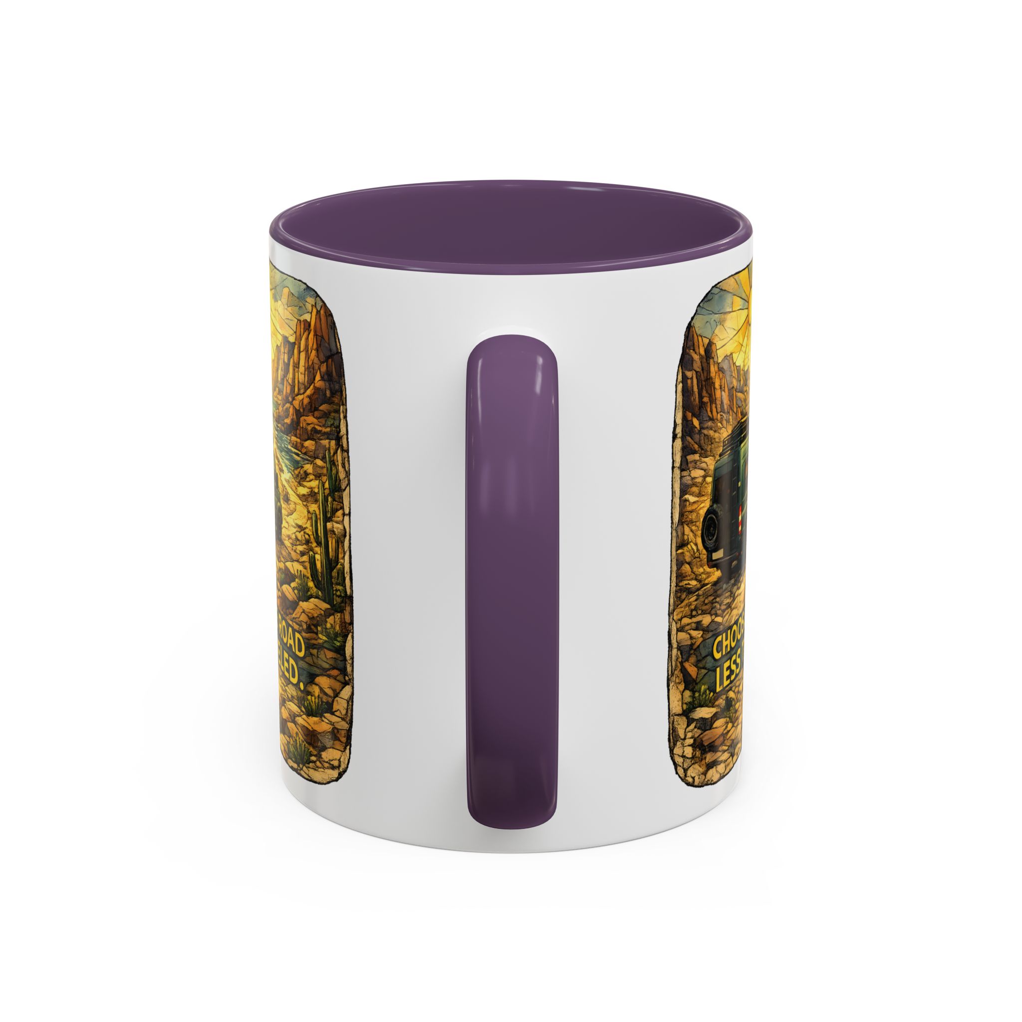 Accent Coffee Mug (11, 15oz) — "Choose The Road Less Traveled" Design Cubic-Line