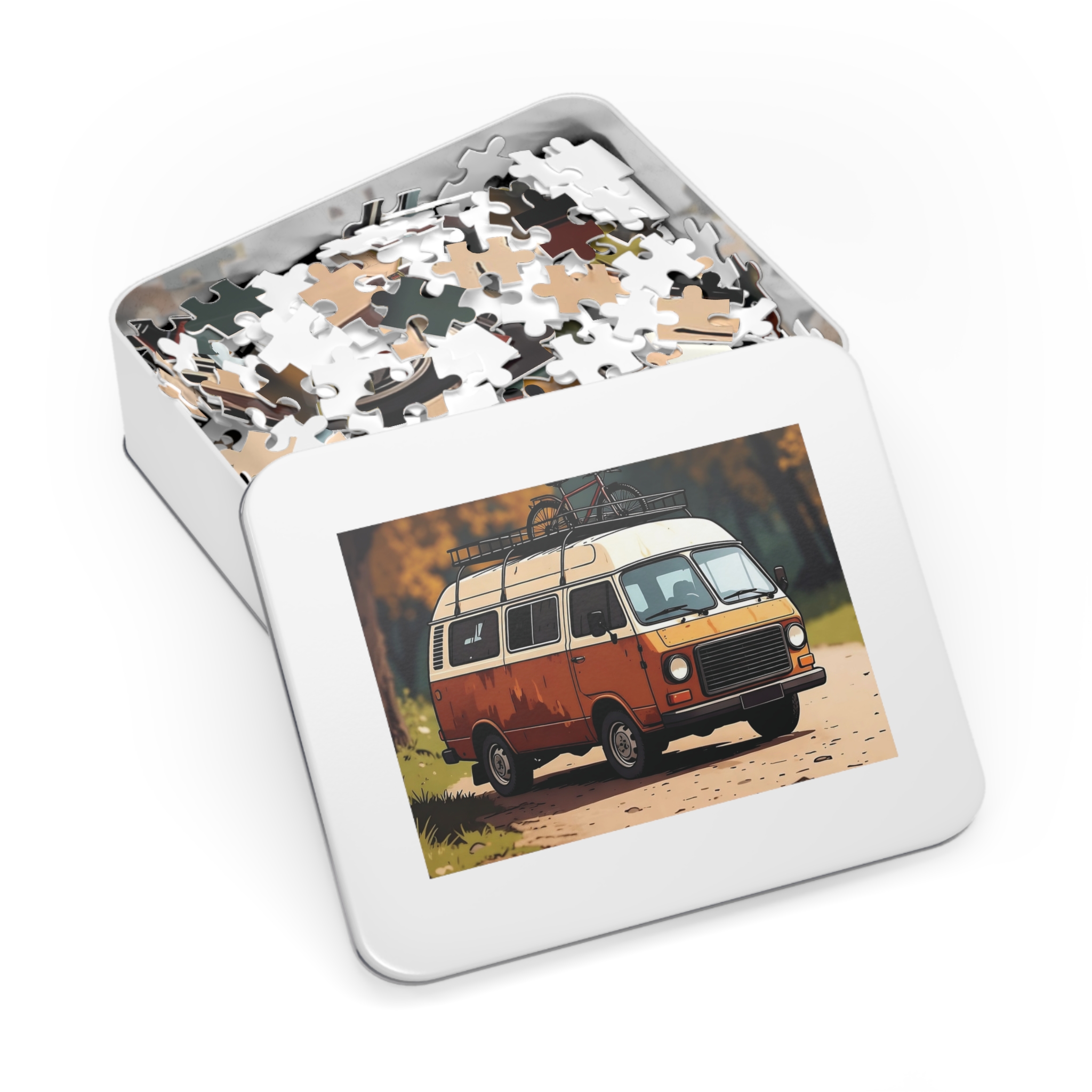 Jigsaw Puzzle with Tin — Scenic Road Trip Puzzle