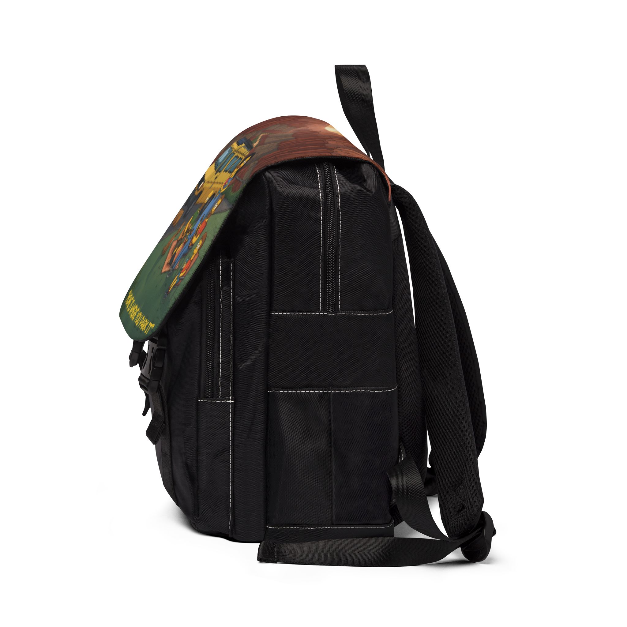 Unisex Casual Shoulder Backpack — "Home Is Where You Park It" Design Sitcom-Line